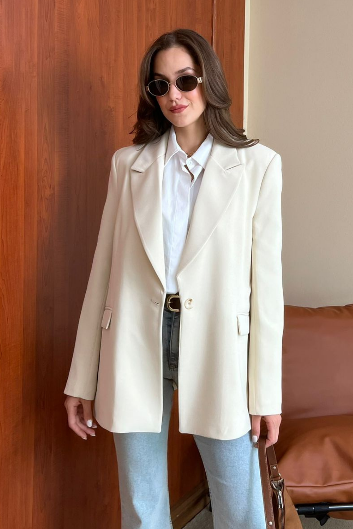 Oversize Ceket - KREM