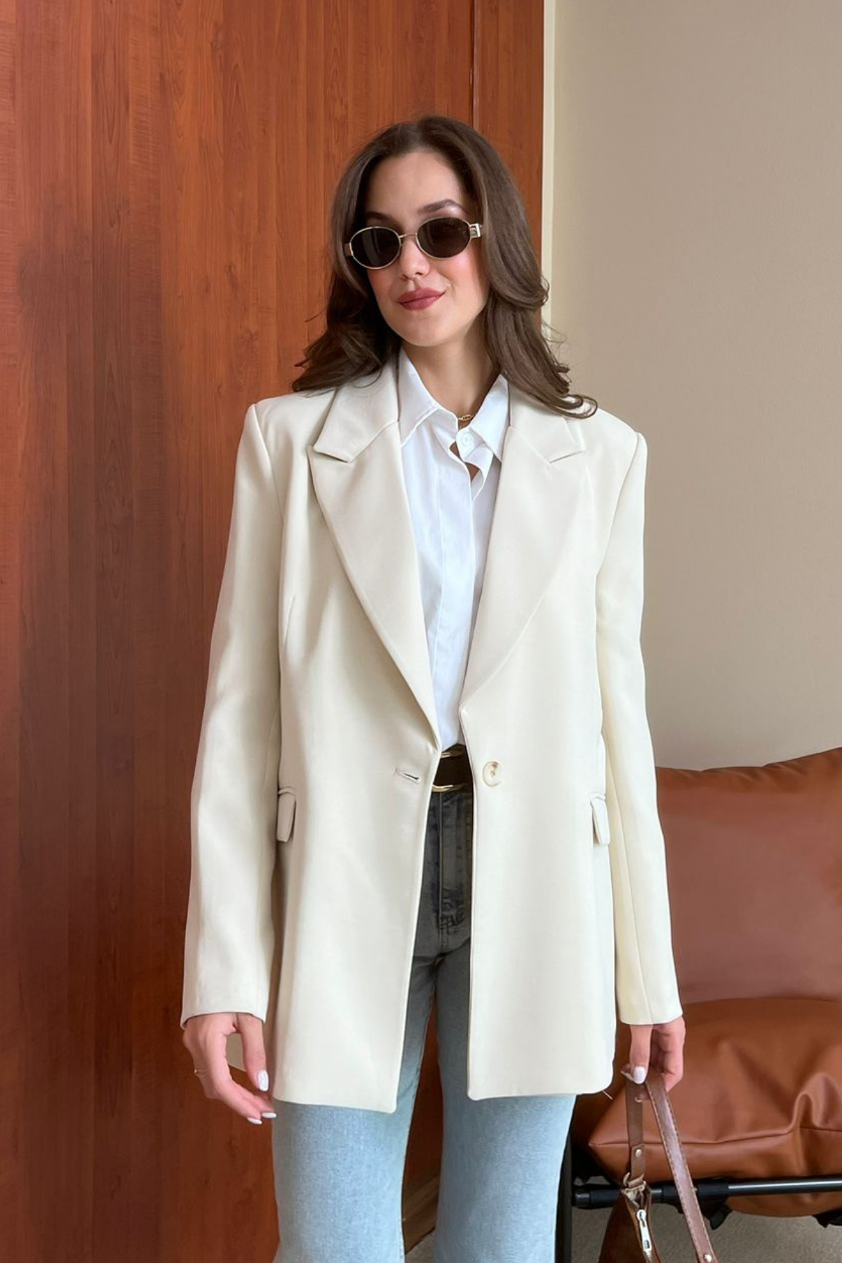 Oversize Ceket - KREM