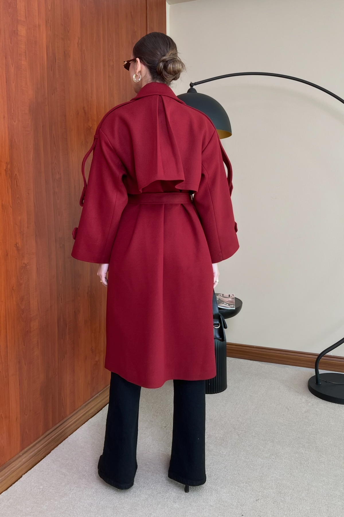 Oversize Kaşe Kaban - BORDO