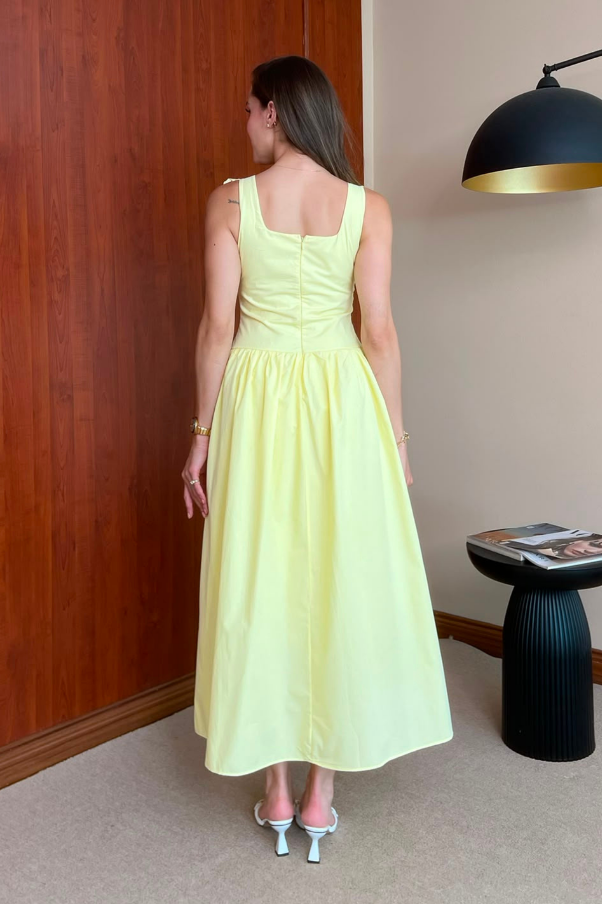 Poplin Kloş Elbise - SARI