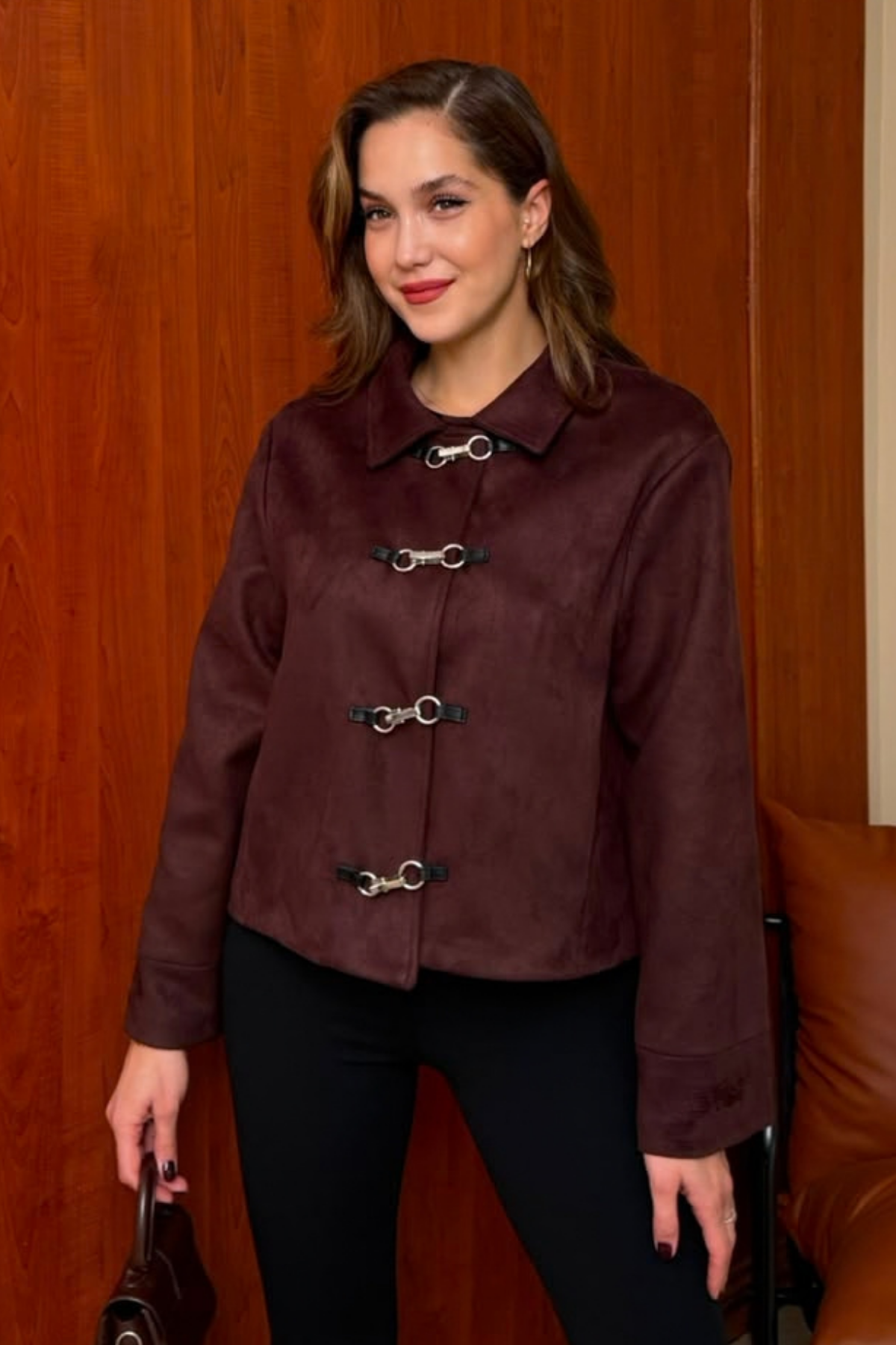 Tasarım Süet Ceket - BORDO