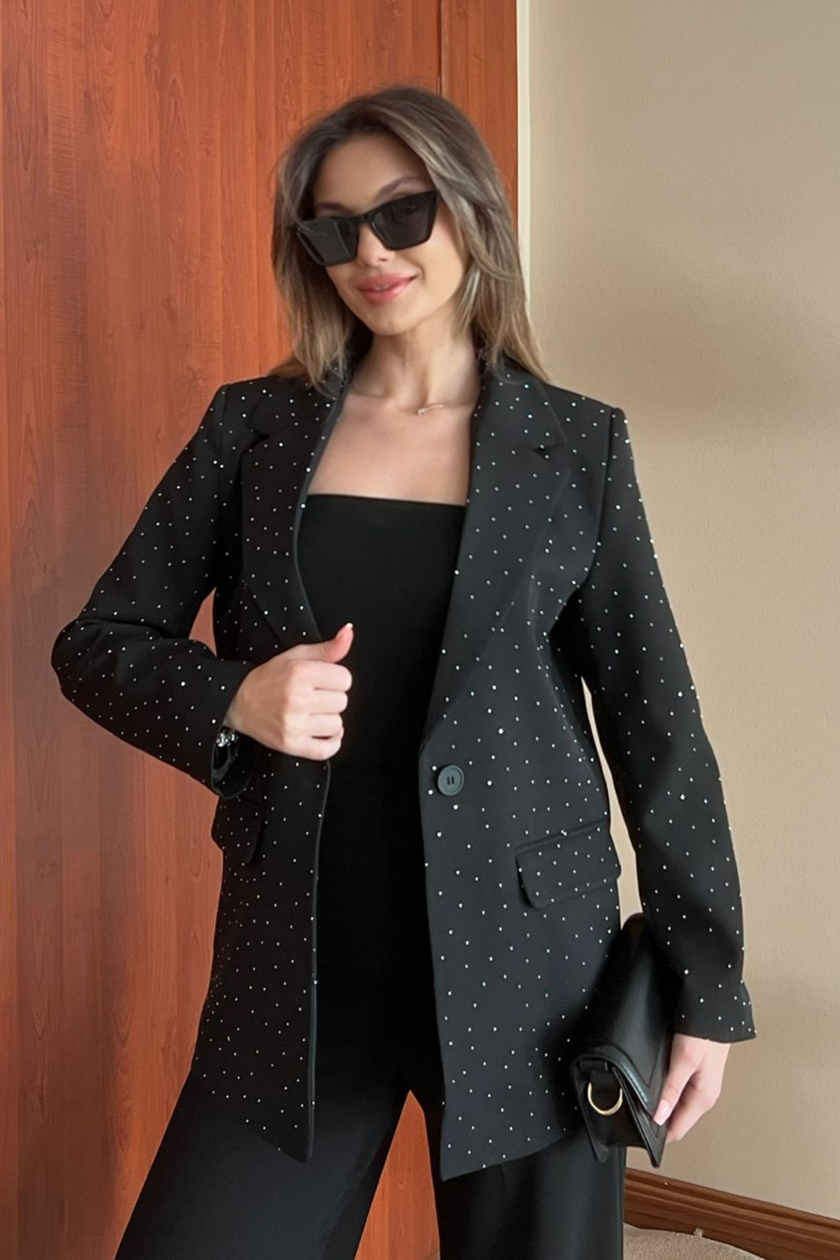Taşlı Blazer Ceket - SİYAH