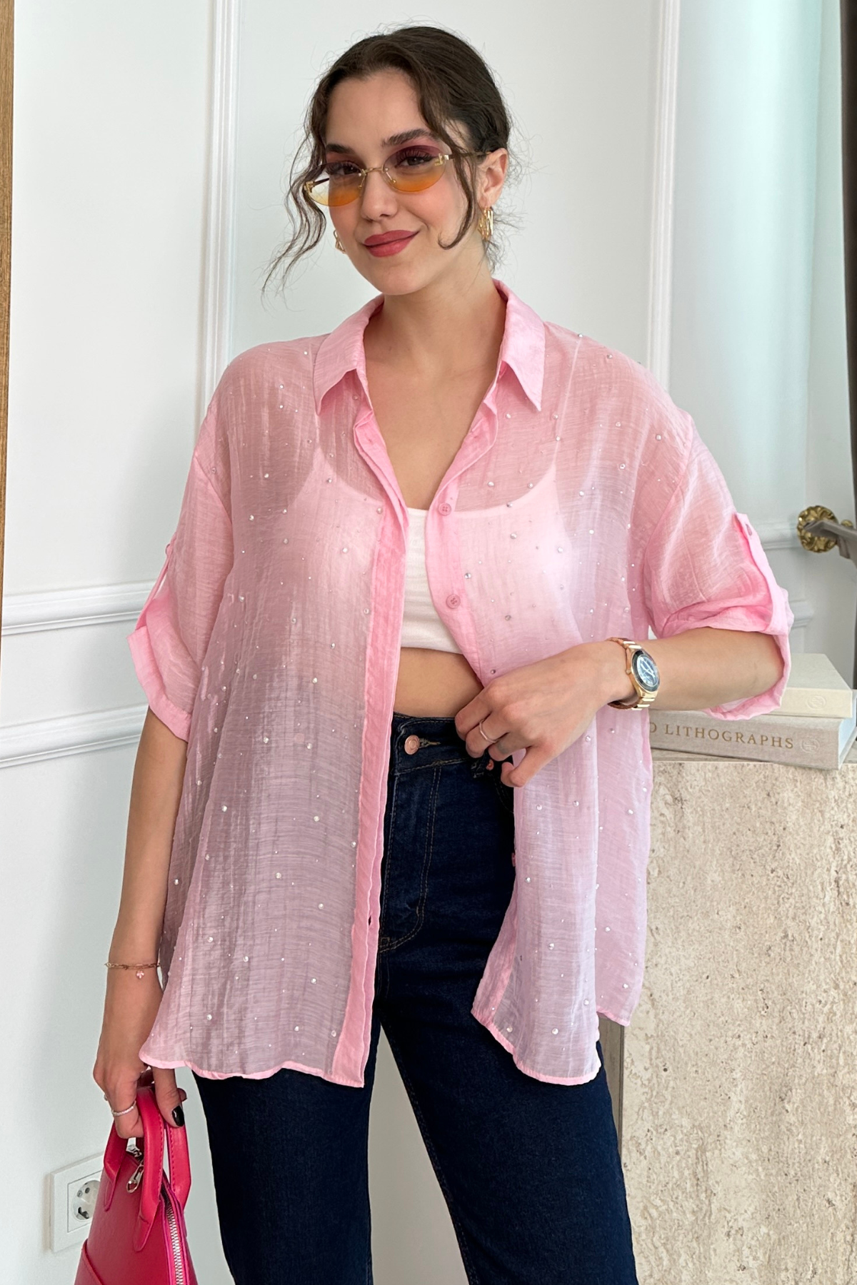 Taşlı Gömlek - PEMBE