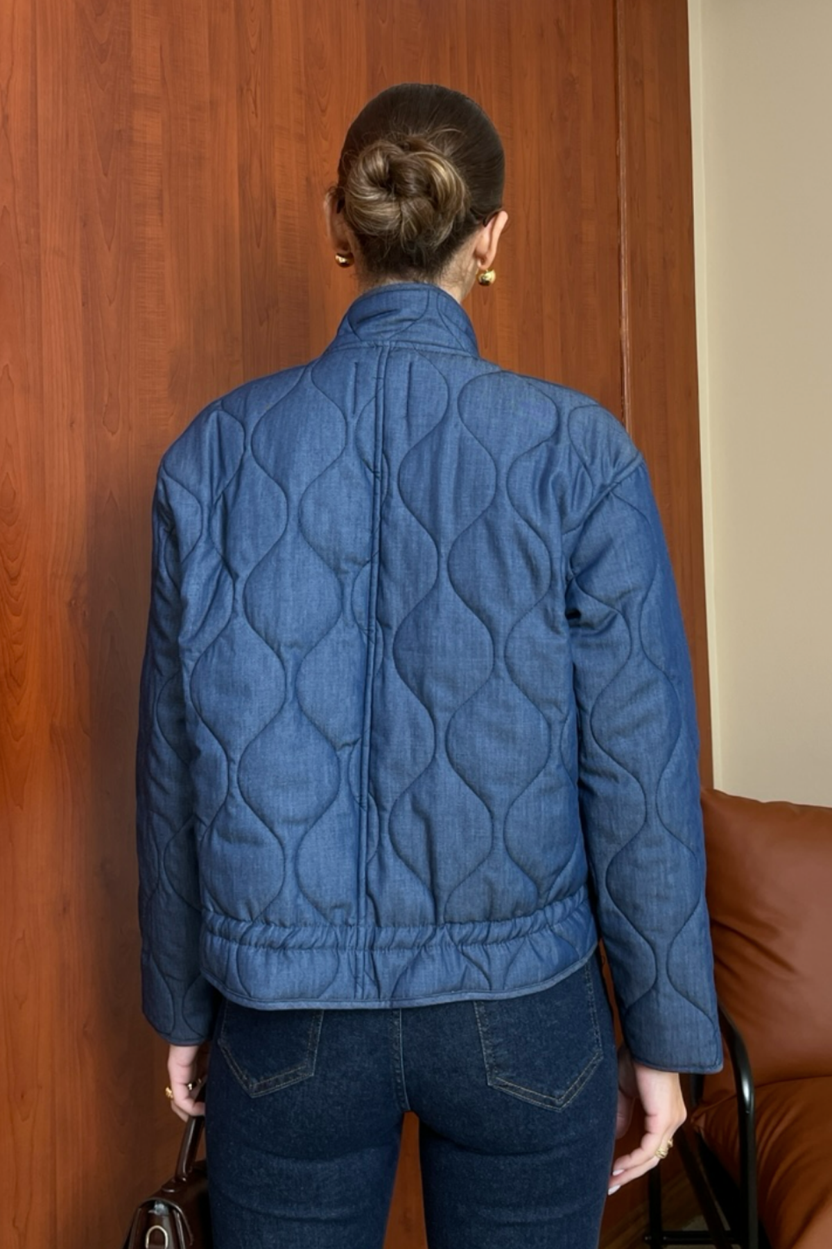 Tensel Kapitone Bomber Ceket - LACİVERT