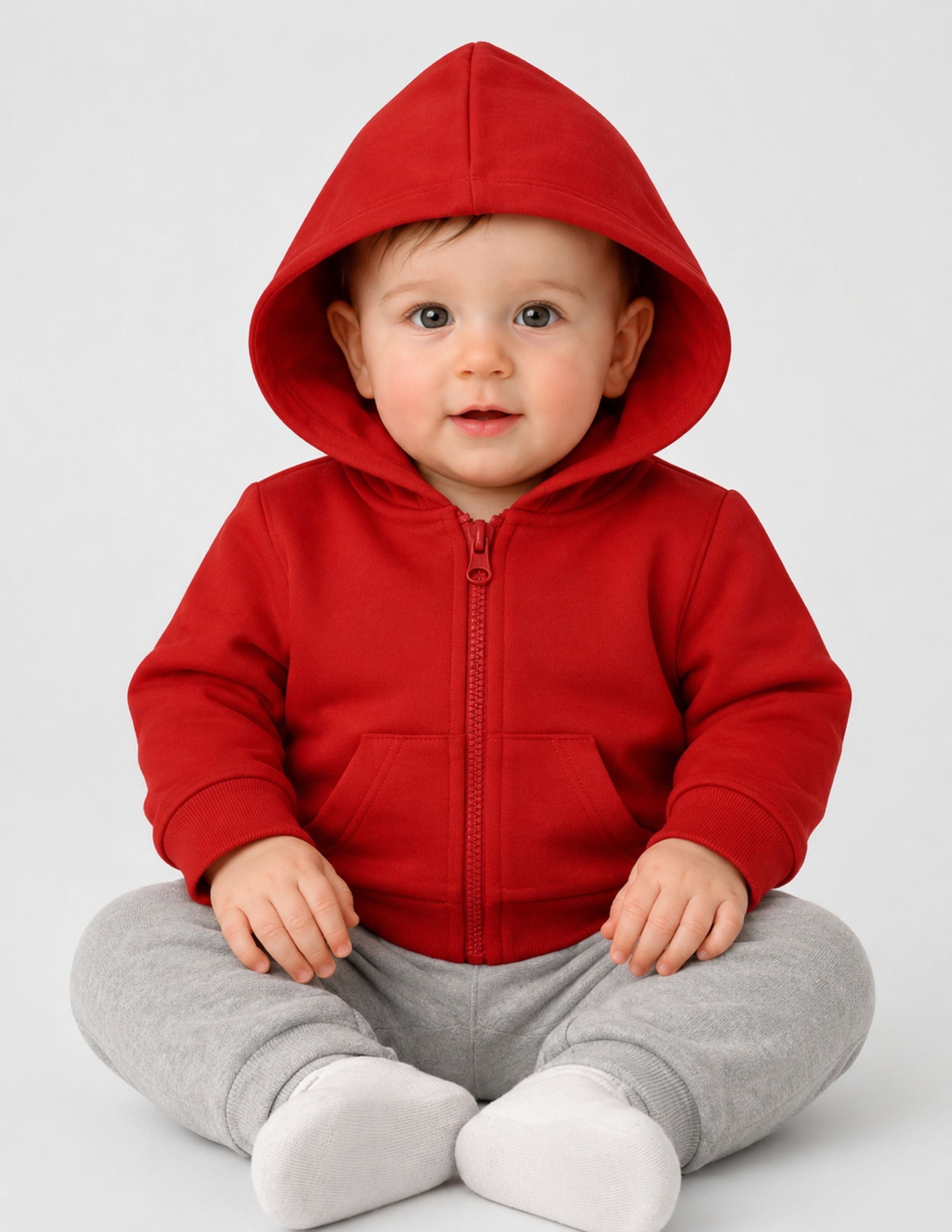Basic Baby Hooded Red Sweatshirt