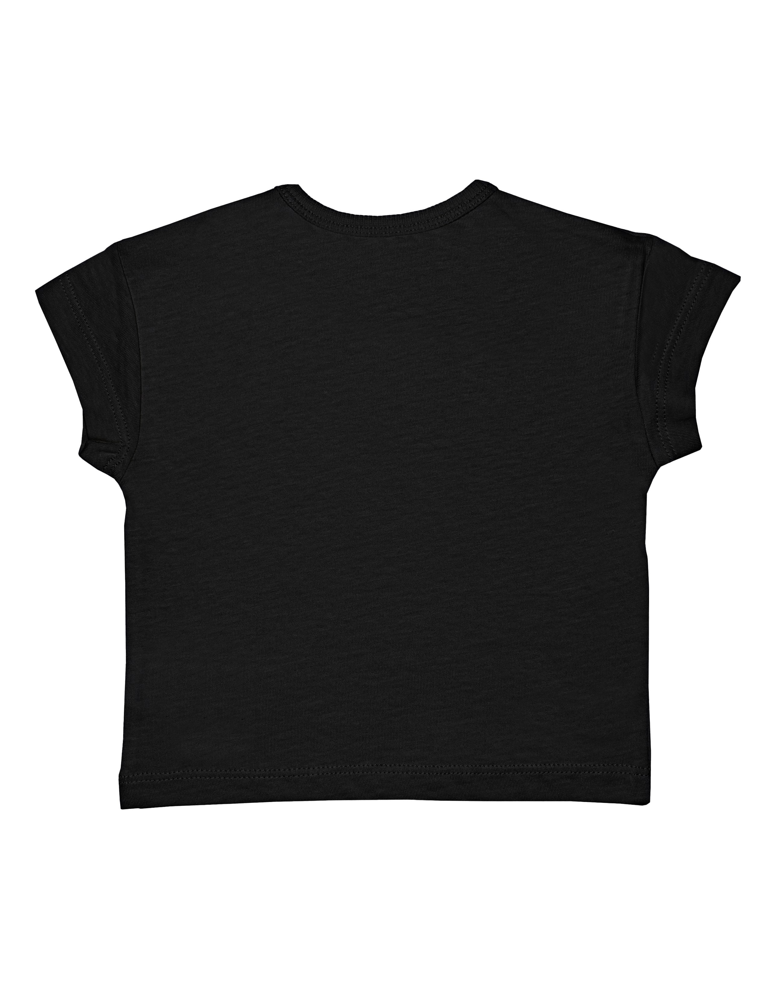 Basic Bebek Oversize Nakışlı Siyah T-shirt