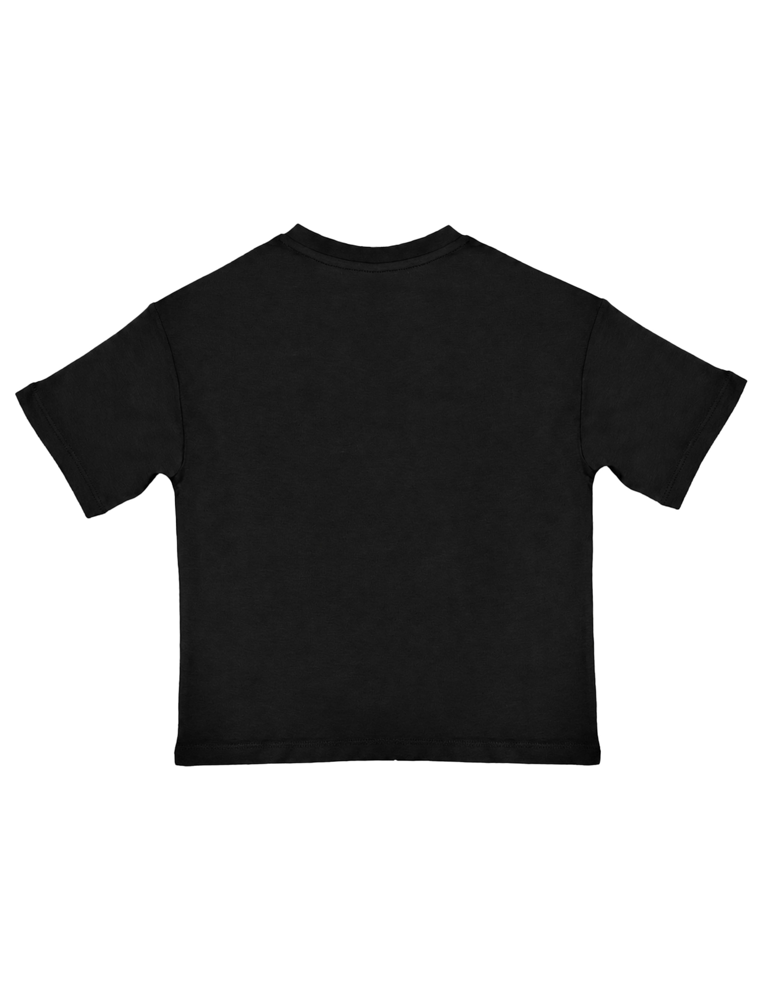 Basic Çocuk Oversize Baskılı Siyah T-shirt