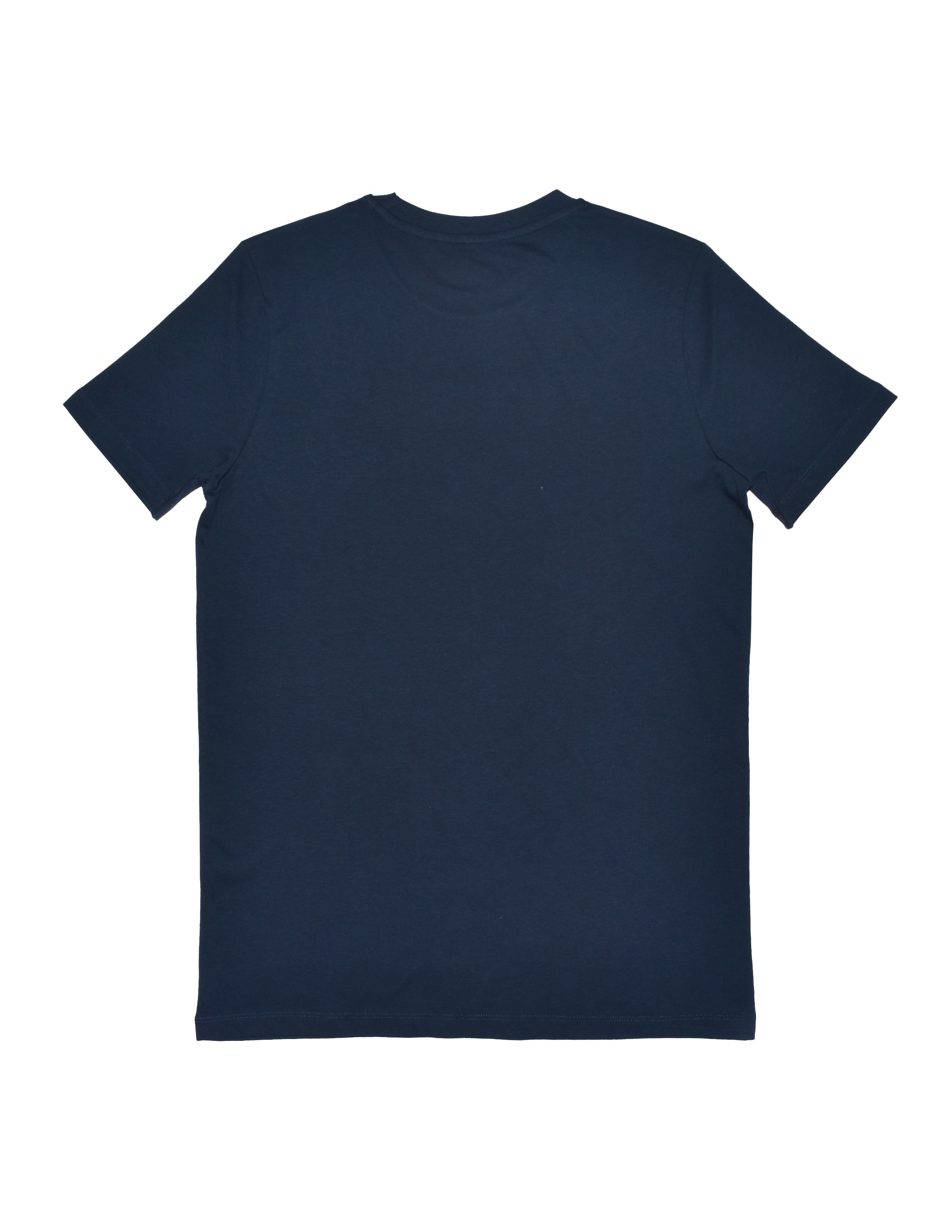 Basic Erkek Bisiklet Yaka Nakışlı Lacivert T-shirt