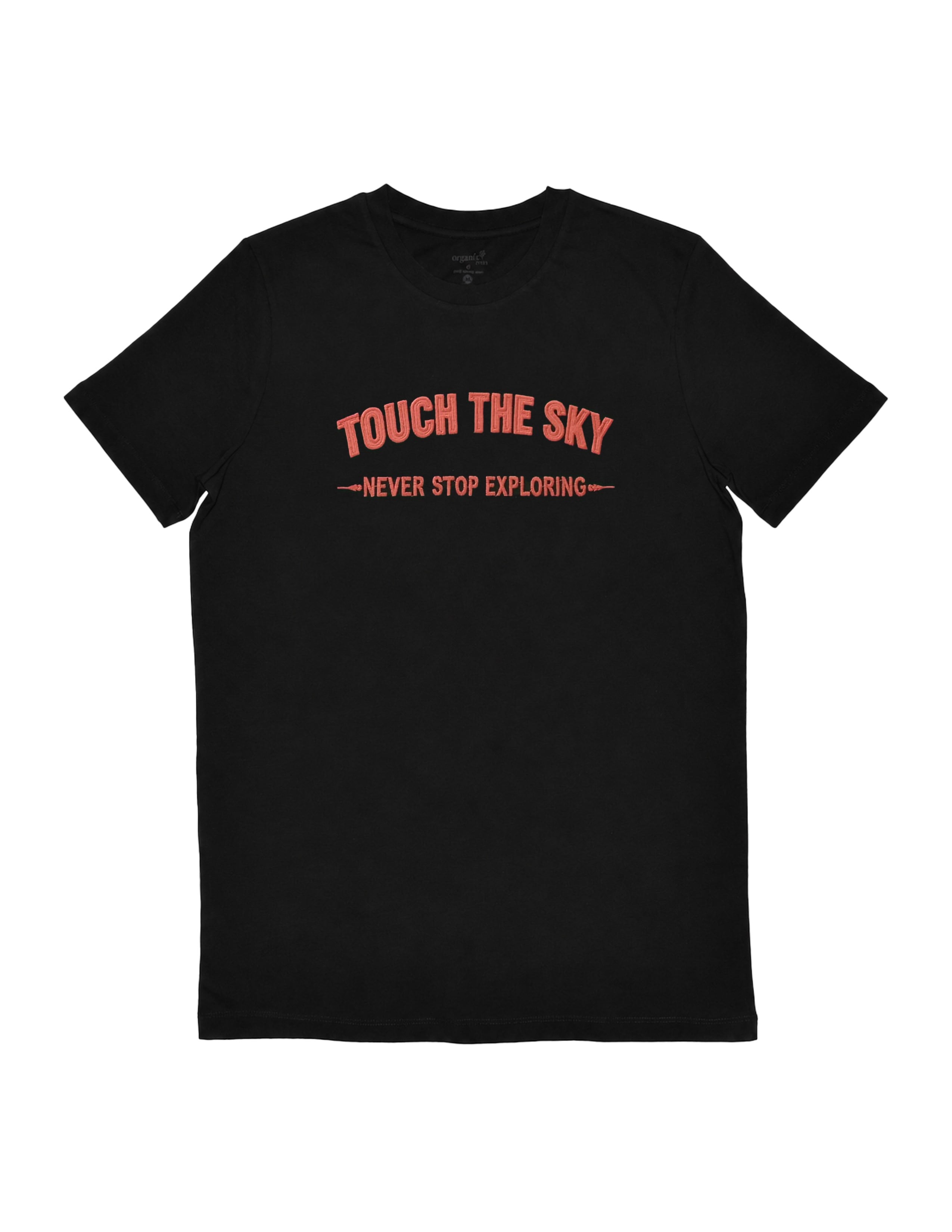 Basic Erkek Bisiklet Yaka Nakışlı Siyah T-shirt