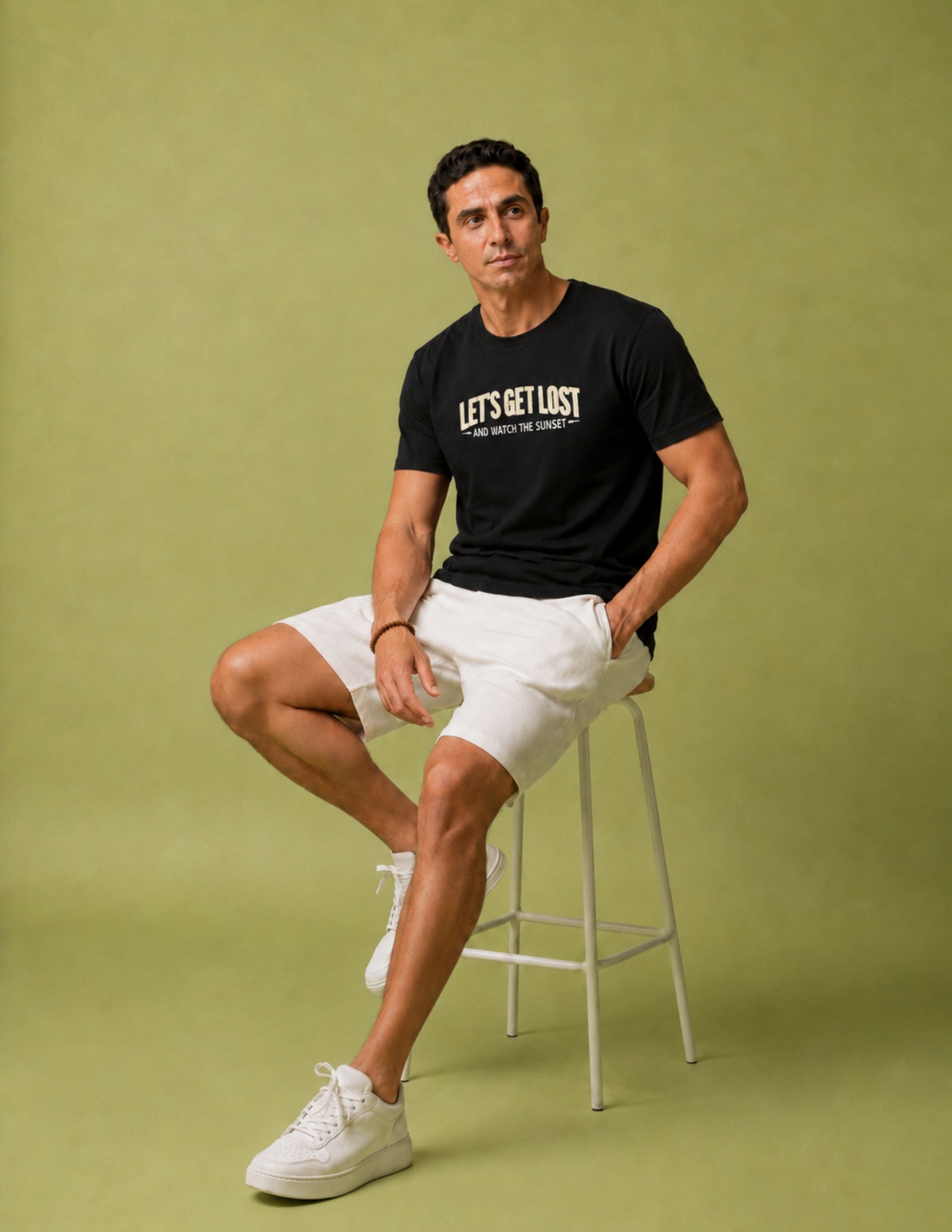 Basic Erkek Oversize Nakışlı Siyah T-shirt