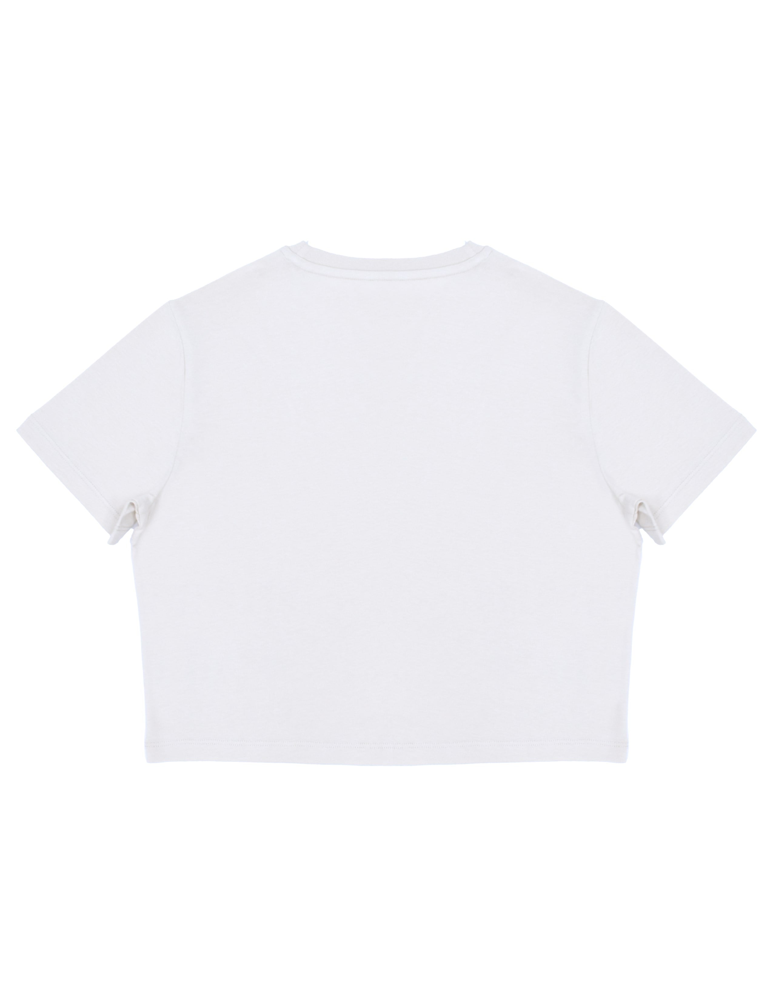 Basic Kadın Crop Baskılı Beyaz T-shirt
