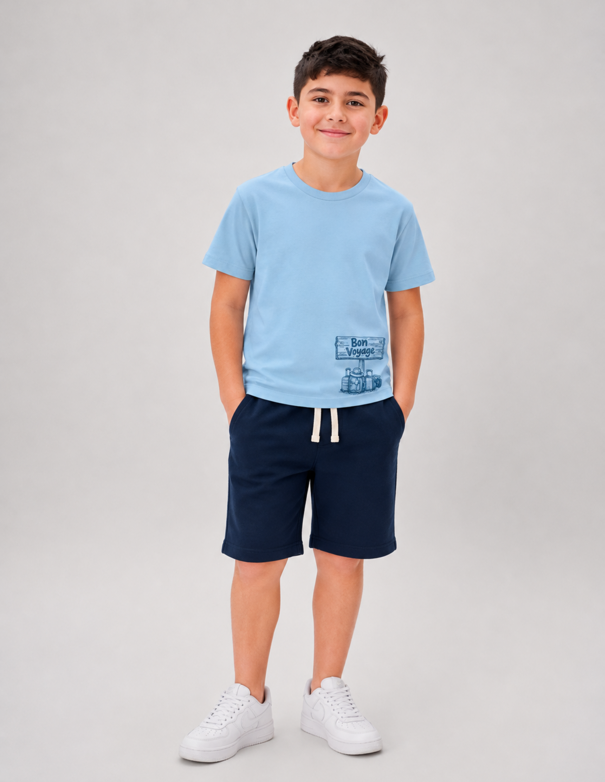 Bon Voyage Erkek Çocuk Açık Mavi Oversize T-shirt