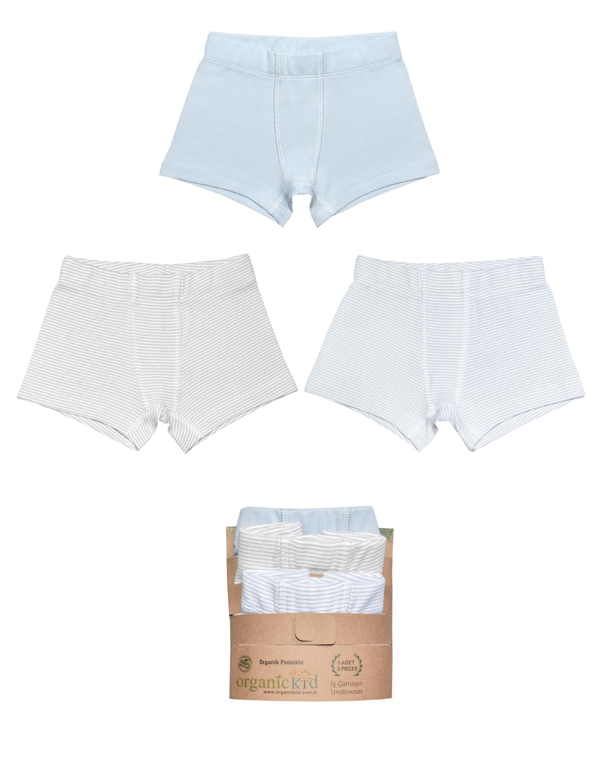 Cotton Erkek Çocuk Mavi/Gri Boxer Set 3lü