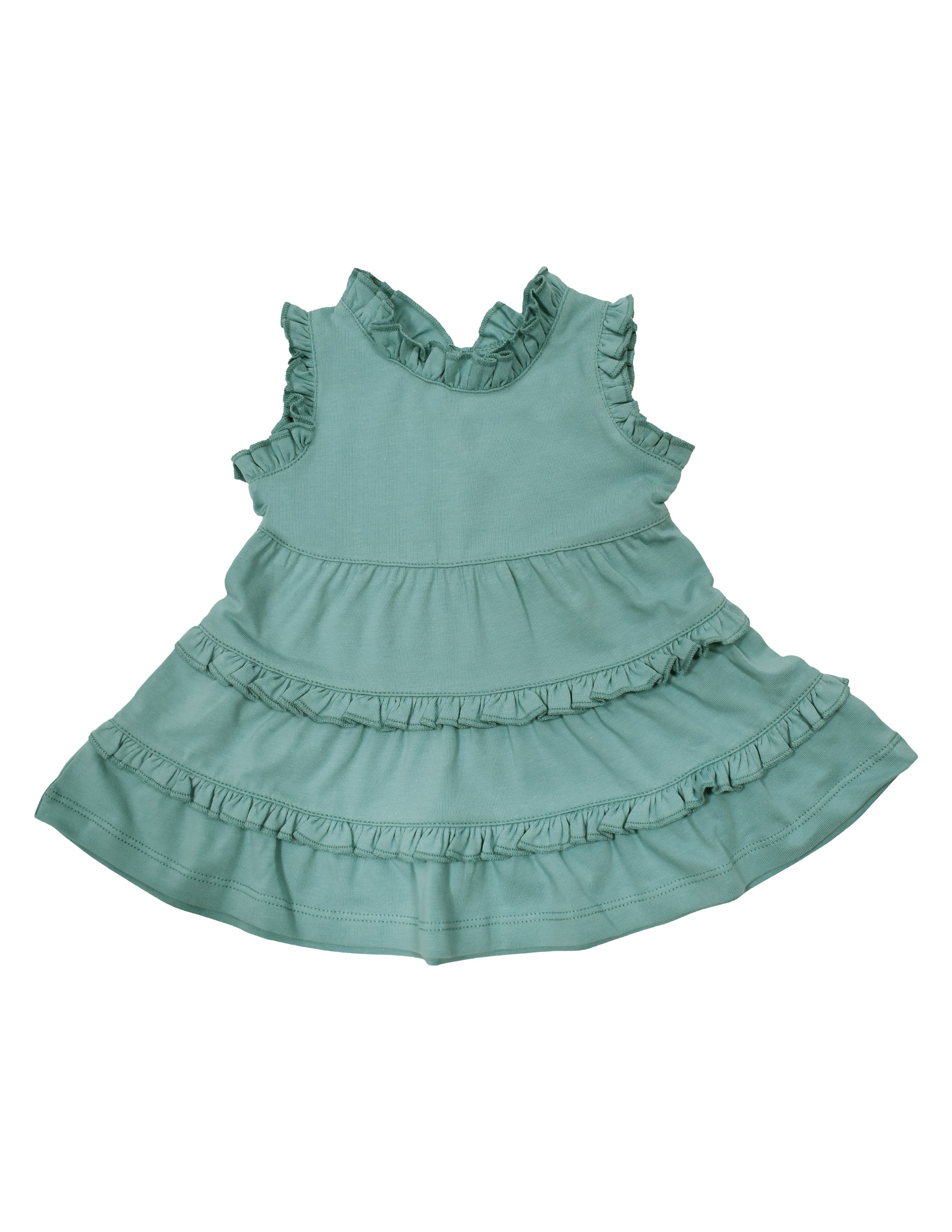 Denim Bebek Turkuaz Fırfırlı Elbise