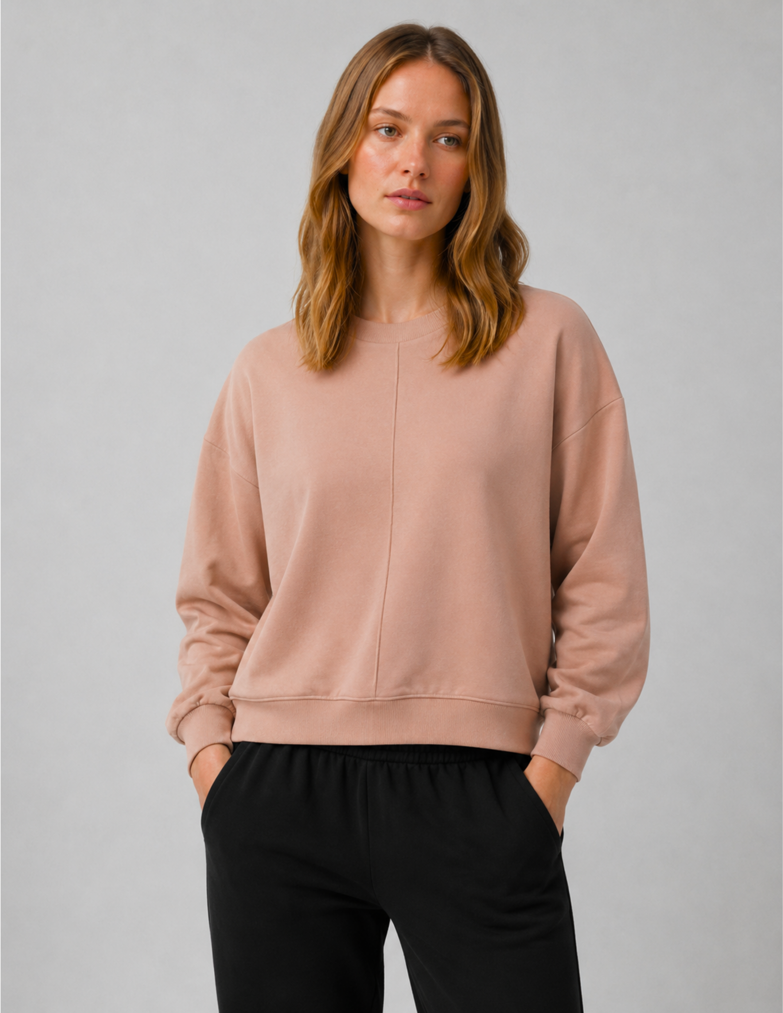Dusty Rose Kadın Gül Kurusu Dikişli Sweatshirt