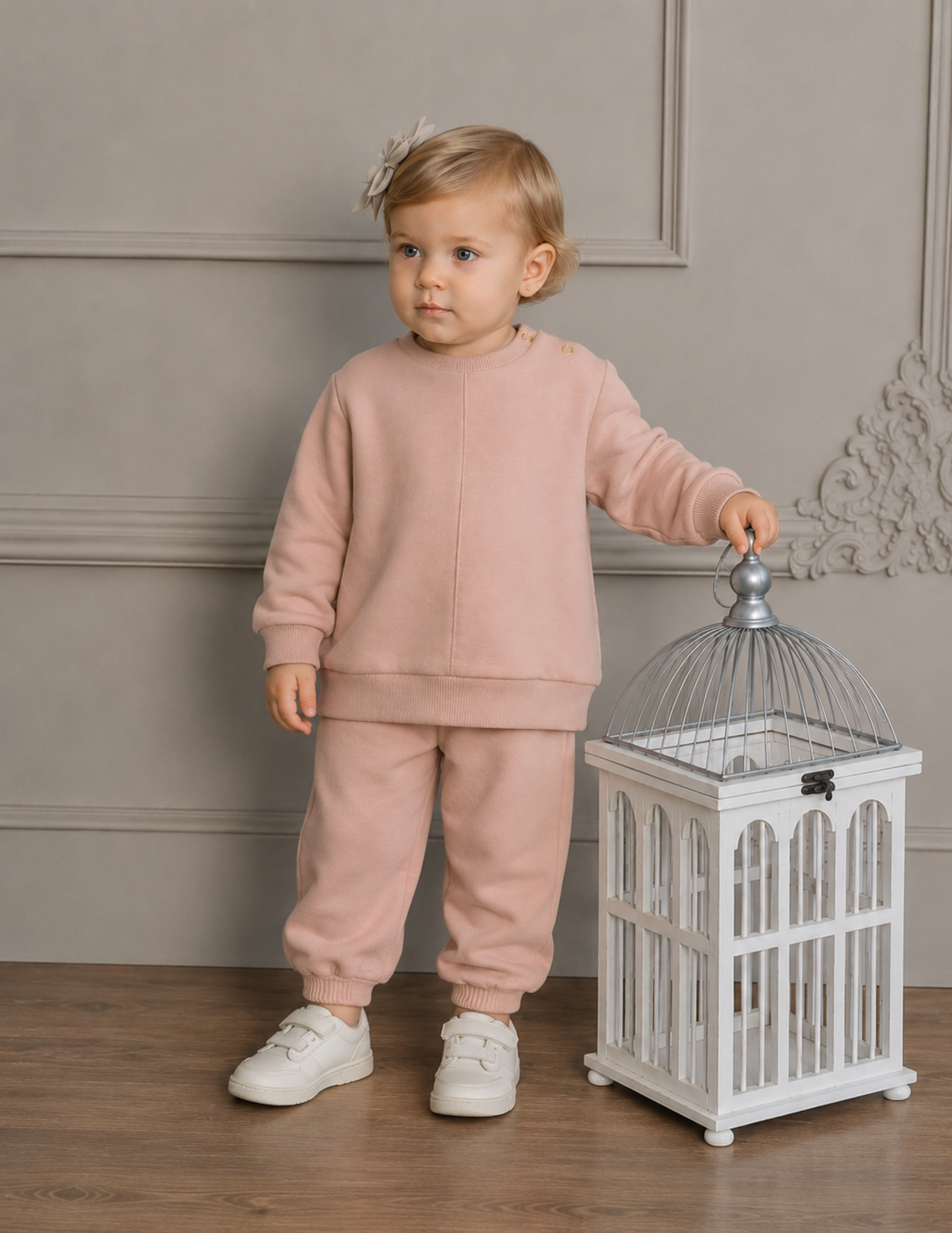 Dusty Rose Kız Bebek Gül Kurusu 2'li Takım