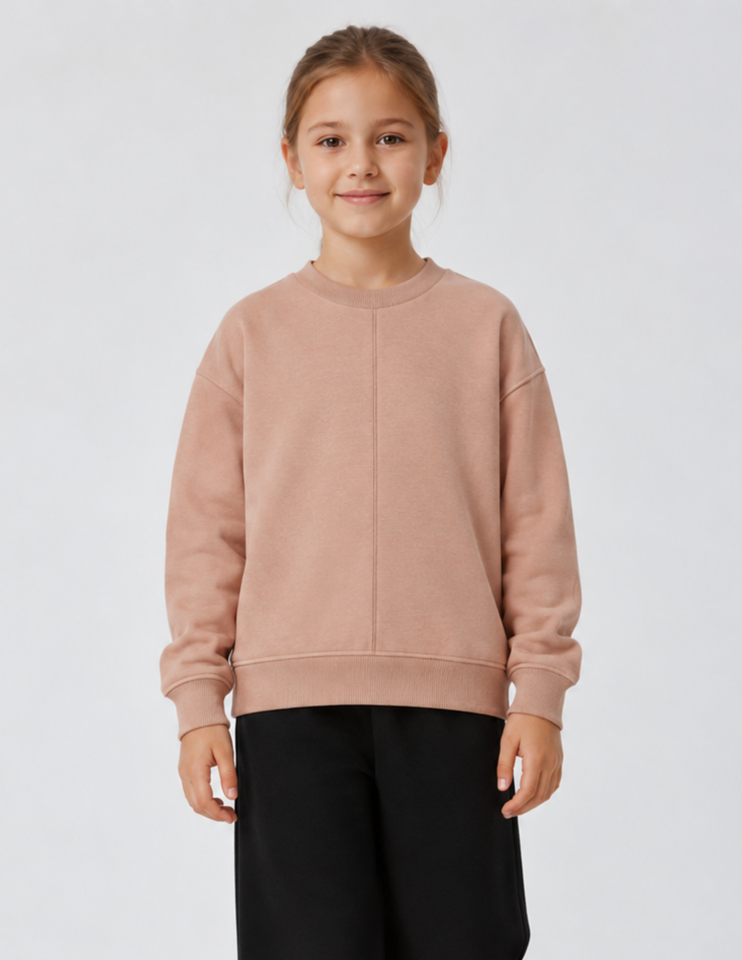 Dusty Rose Kız Çocuk Gül Kurusu Dikişli Sweatshirt