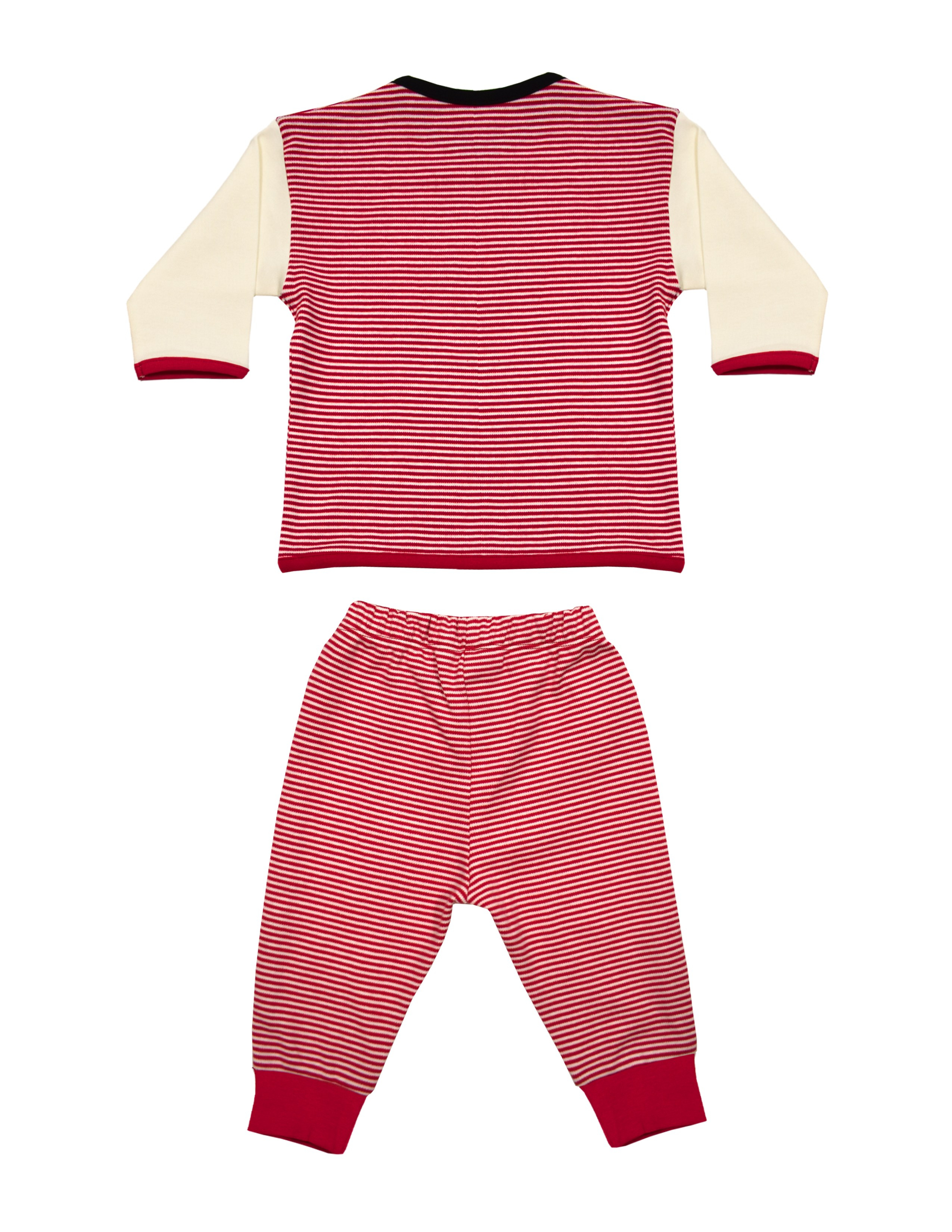 Joy Bebek Kırmızı-Beyaz Çizgili Pijama Takımı