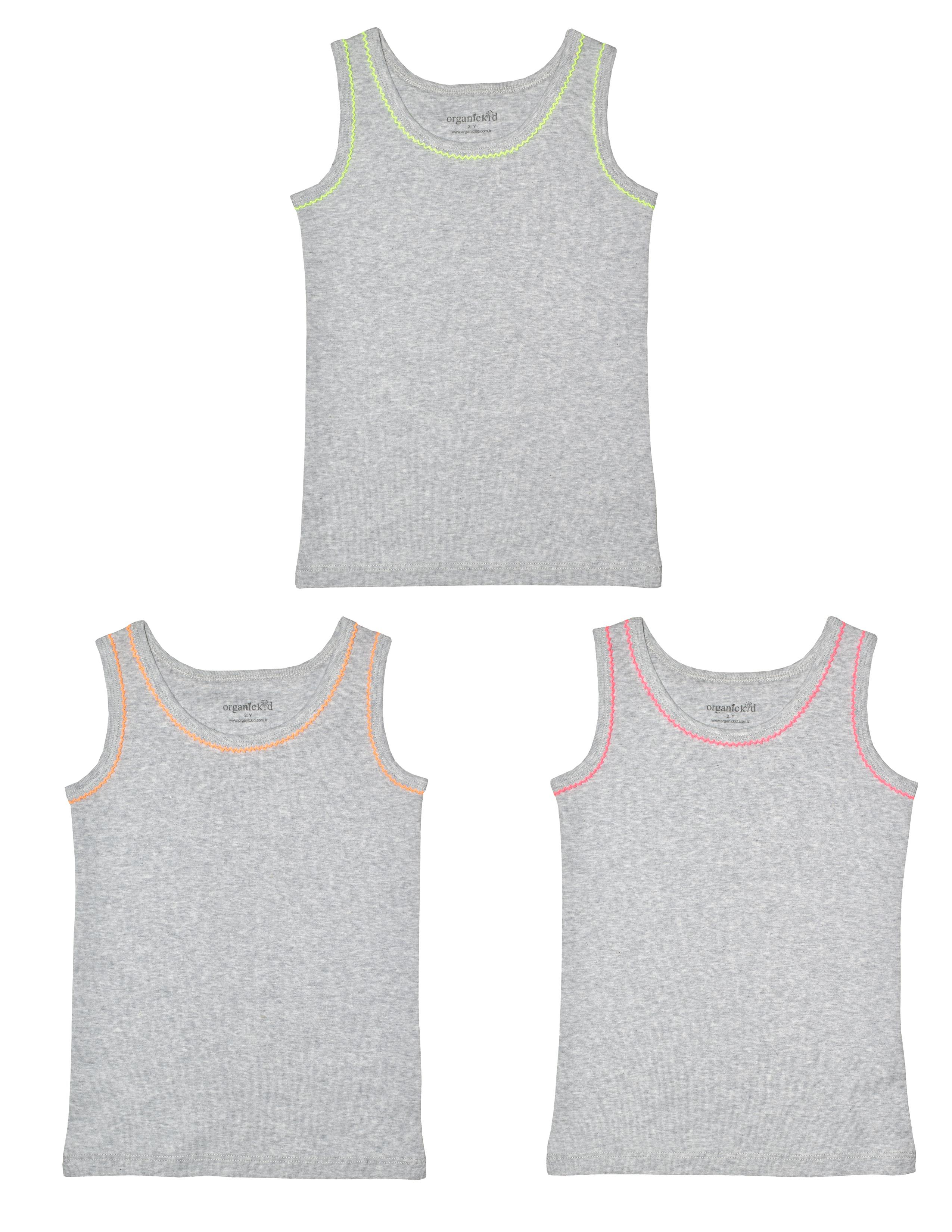 Neon Kız Çocuk Gri Atlet Seti 3lü