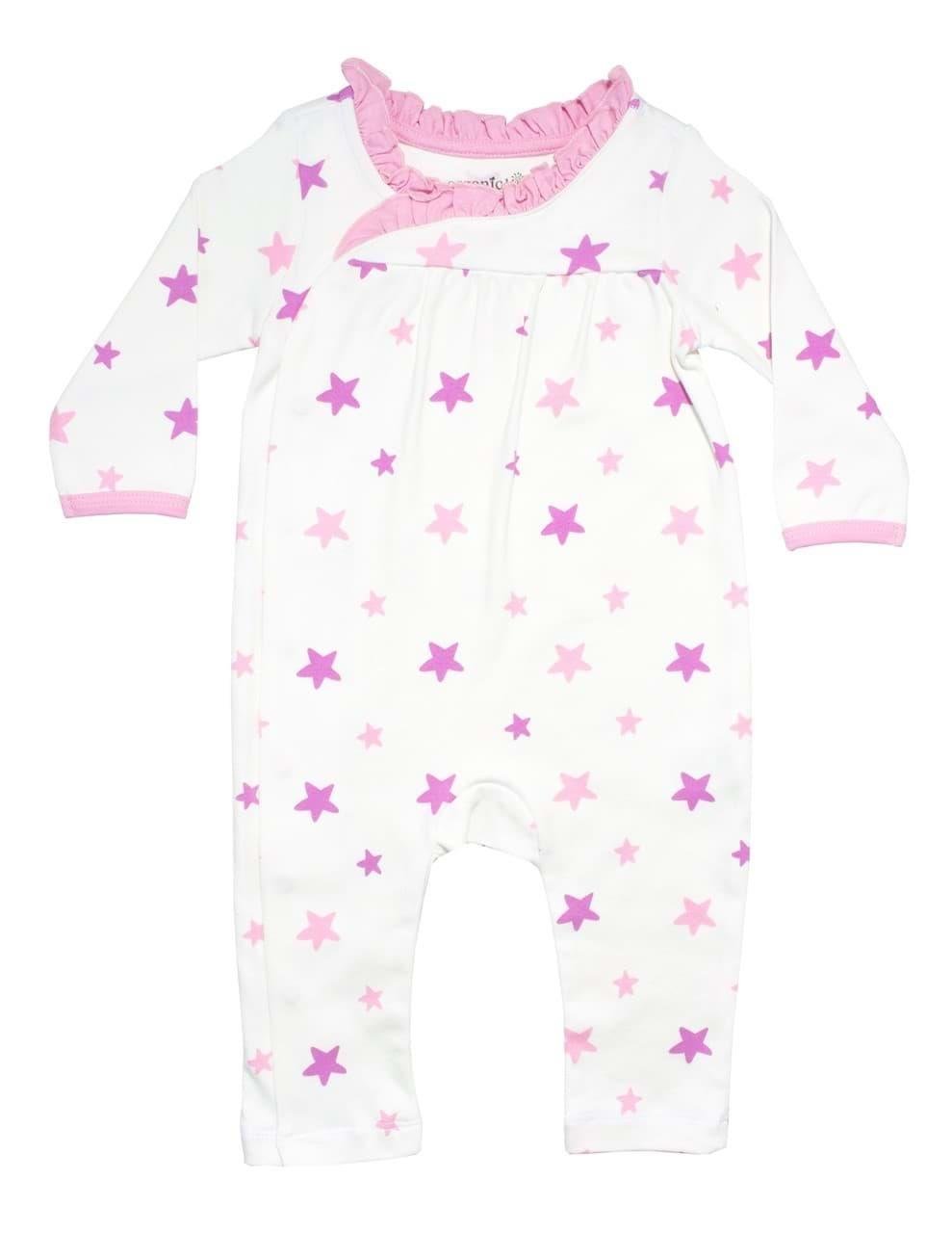 Pink Star Kız Bebek Yandan Açılır Tulum
