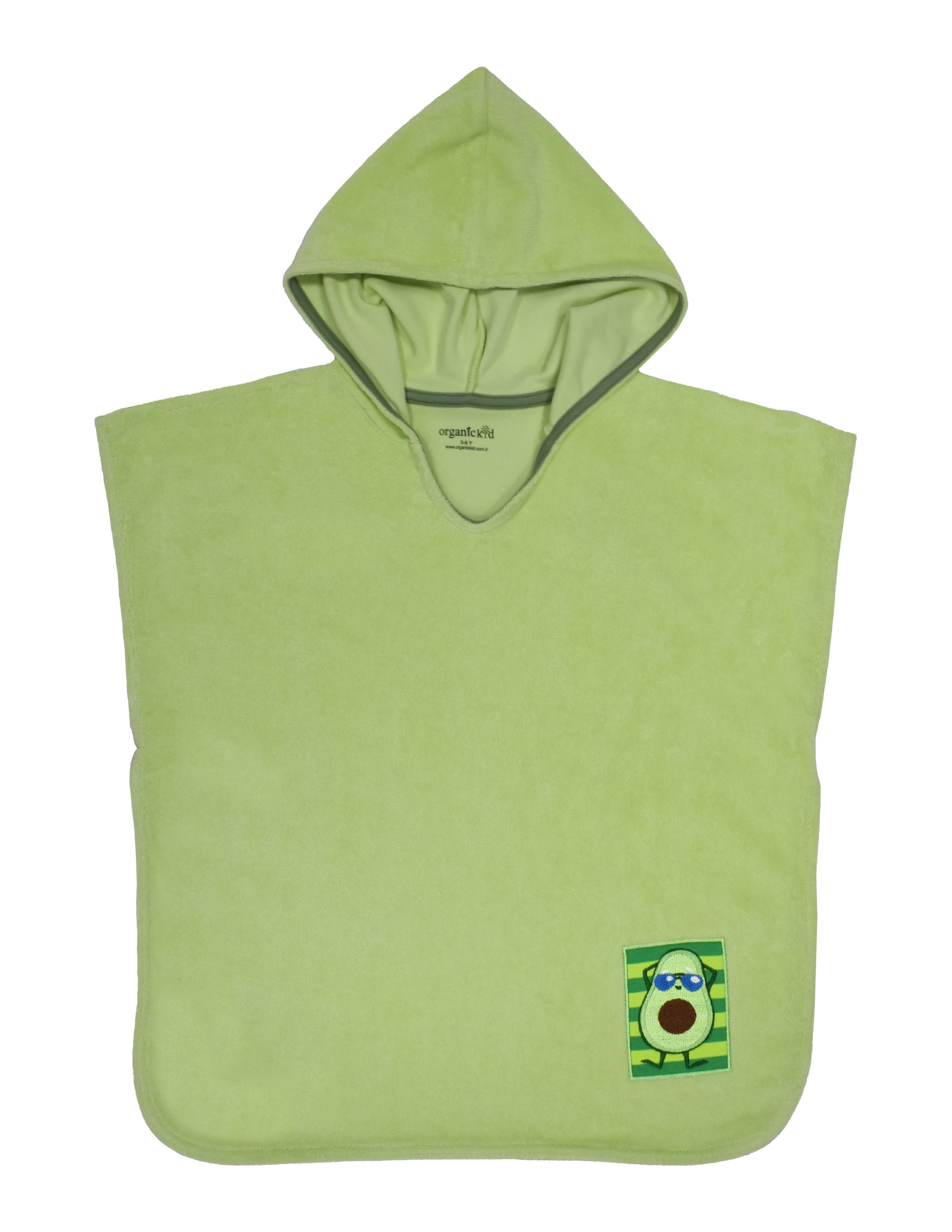 Towel Çocuk Yeşil Kapşonlu Panço Plaj Havlu