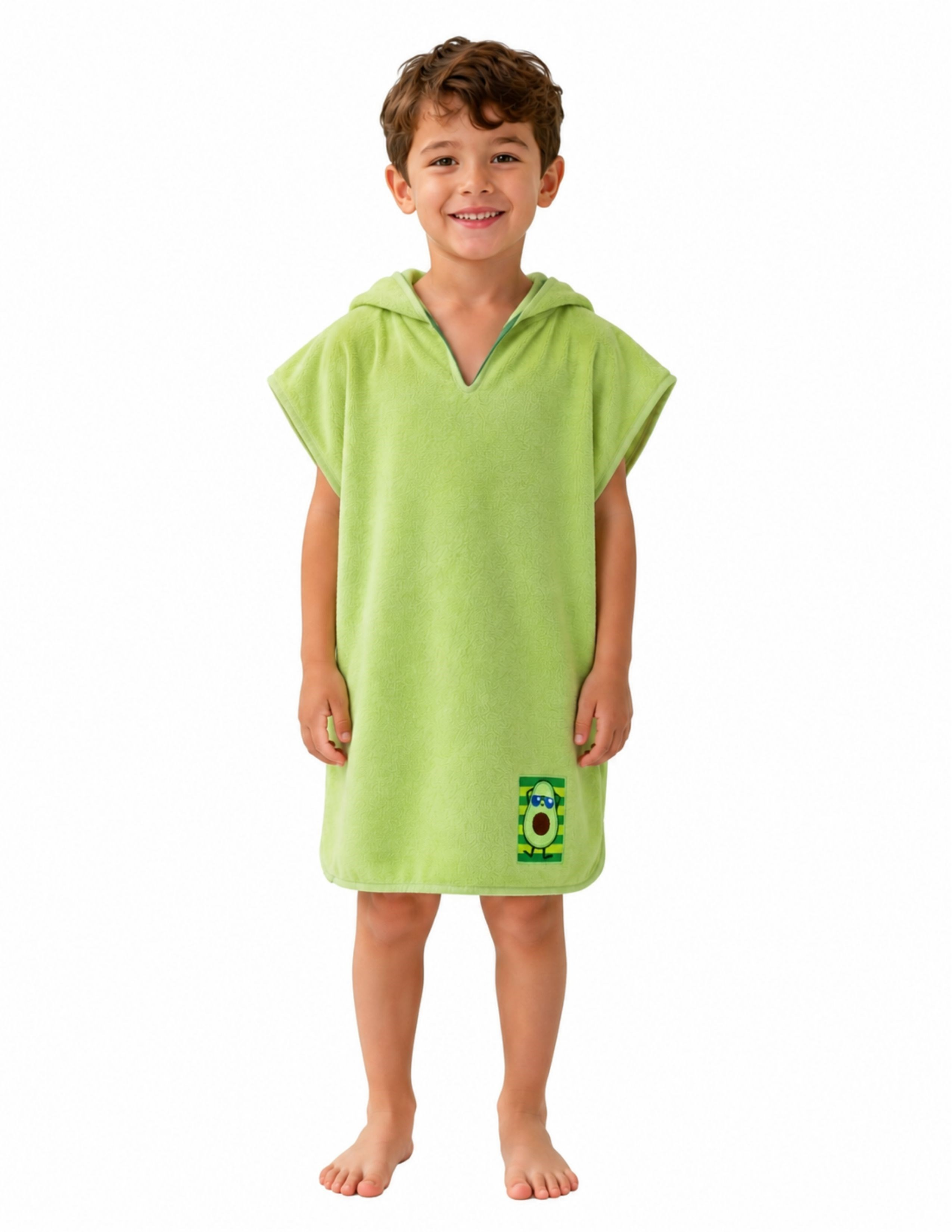 Towel Çocuk Yeşil Kapşonlu Panço Plaj Havlu