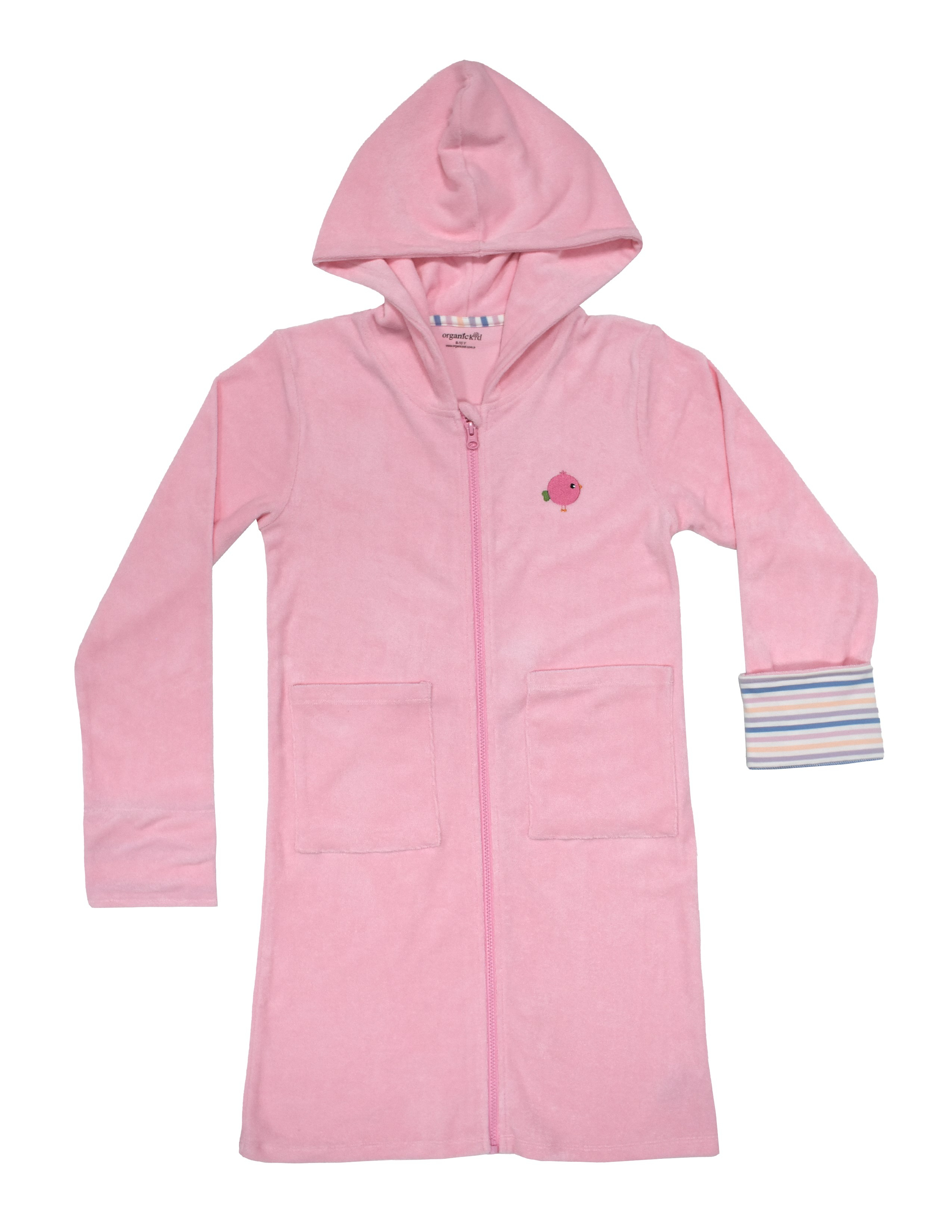 Towel Kız Çocuk Pembe Fermuarlı Bornoz