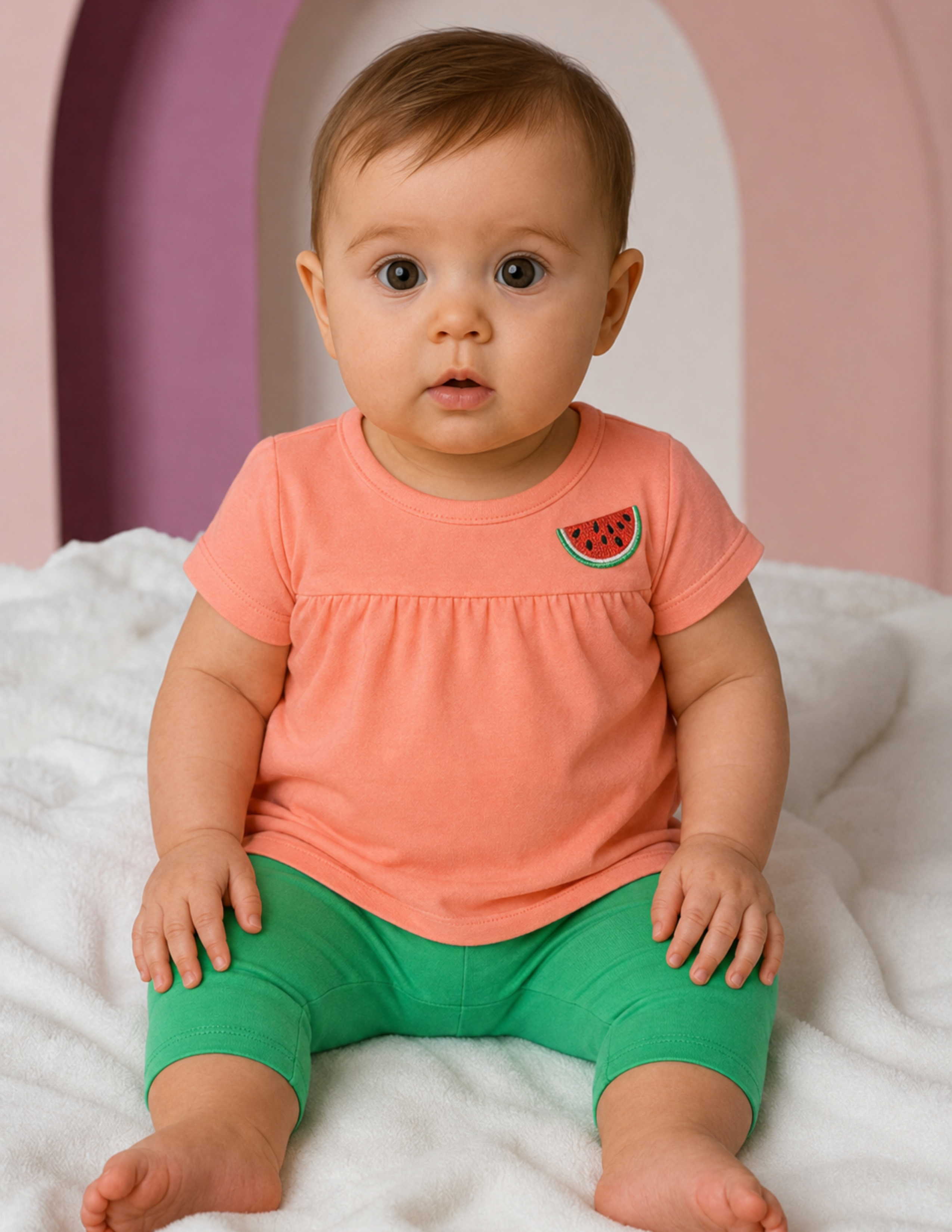Watermelon Kız Bebek Somon-Yeşil 2'li Takım