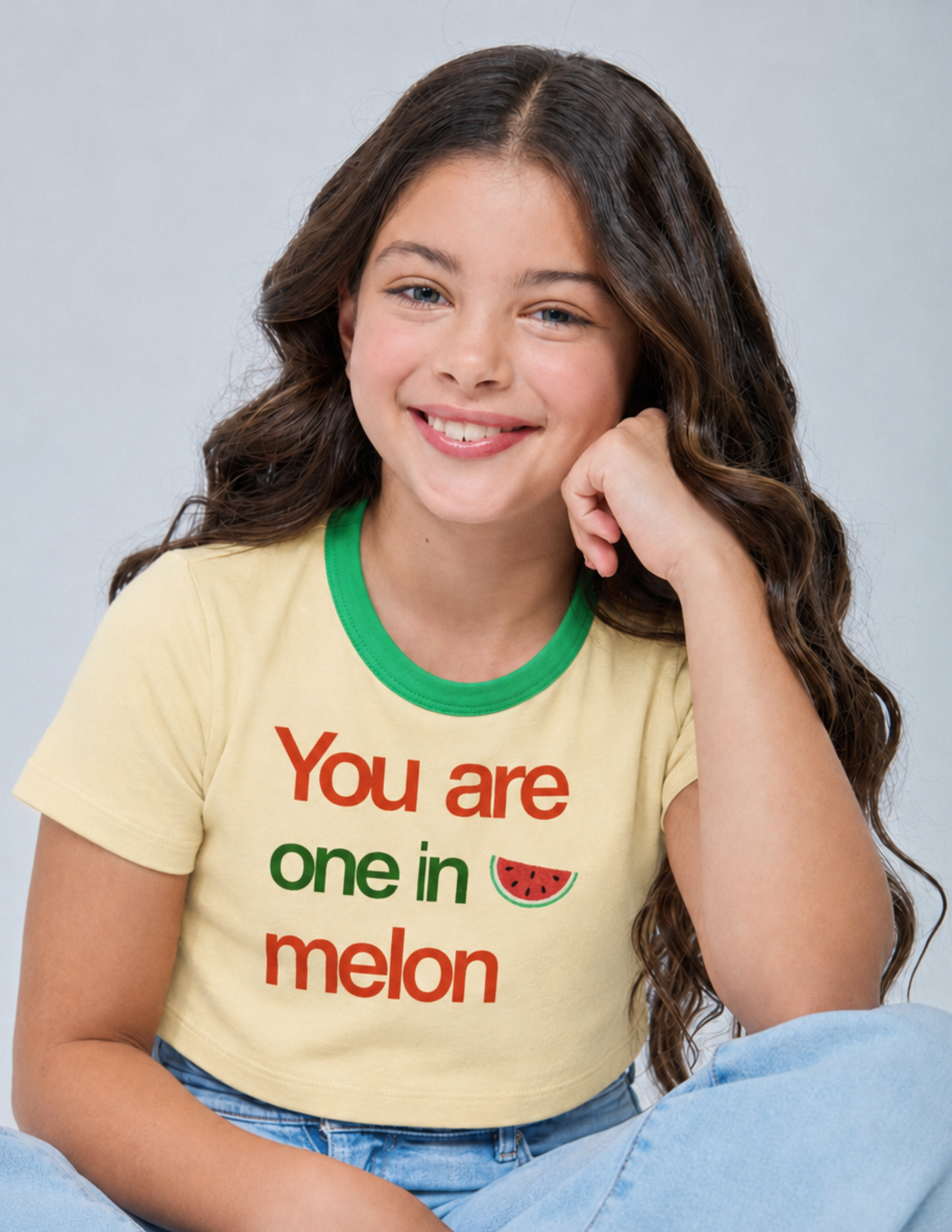 Watermelon Kız Çocuk Krem Crop T-shirt