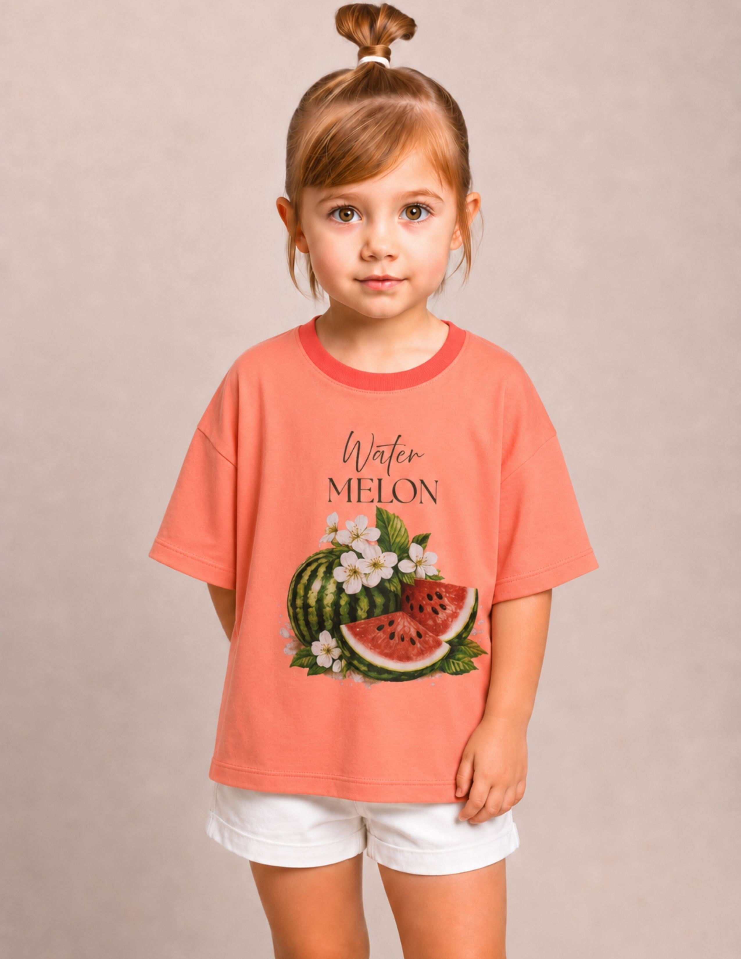 Watermelon Kız Çocuk Somon Oversize T-shirt