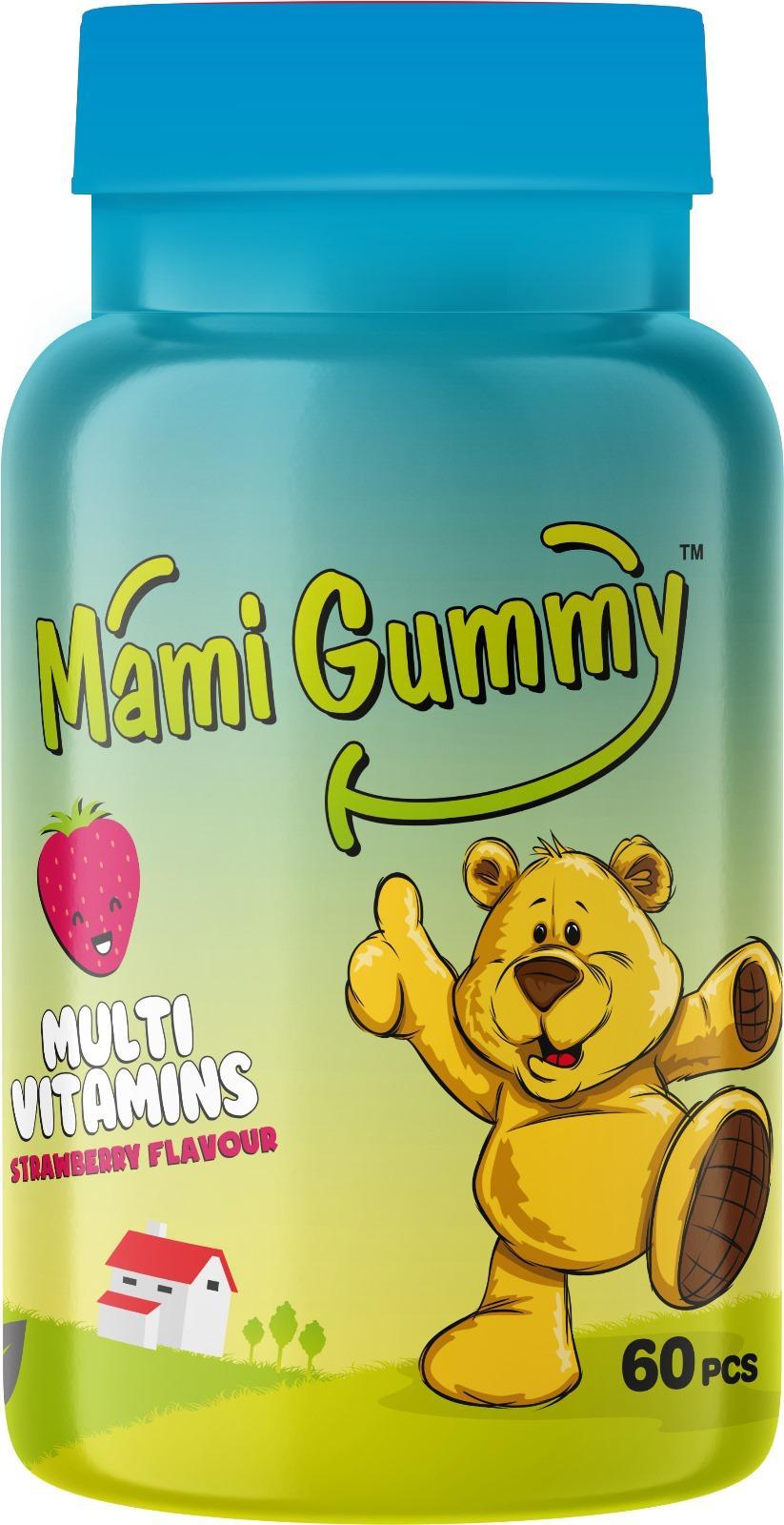 MamiGummy Kids Gummies Multivitamin 60 Adet Çiğnenebilir Gummy Jel Çilek Aromalı