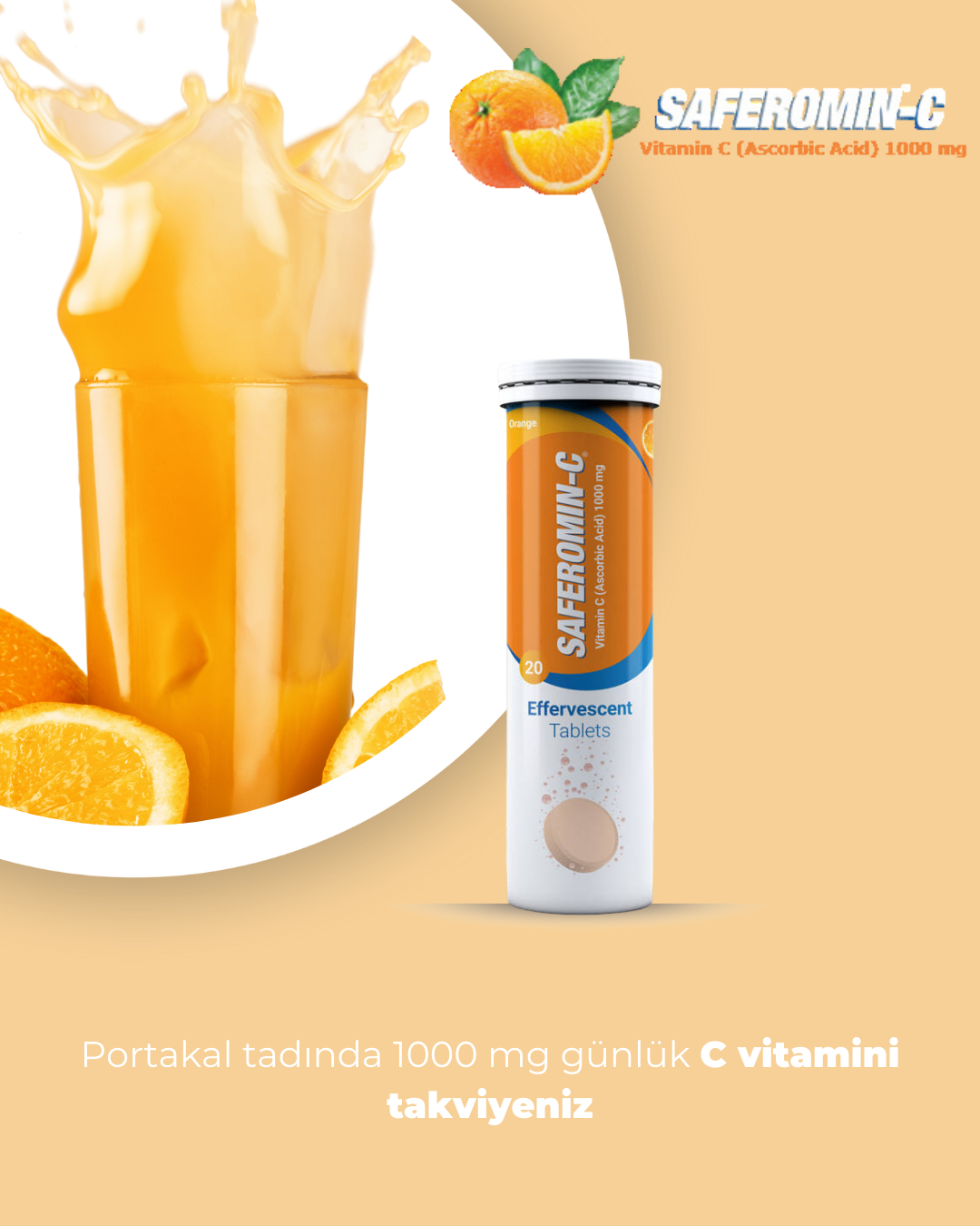 Saferomin C Vitamini Effervecent 1000 Mg 20 Tablet
