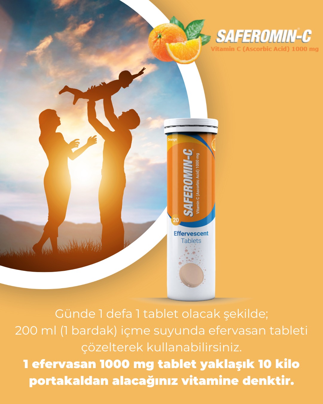 Saferomin C Vitamini Effervecent 1000 Mg 20 Tablet
