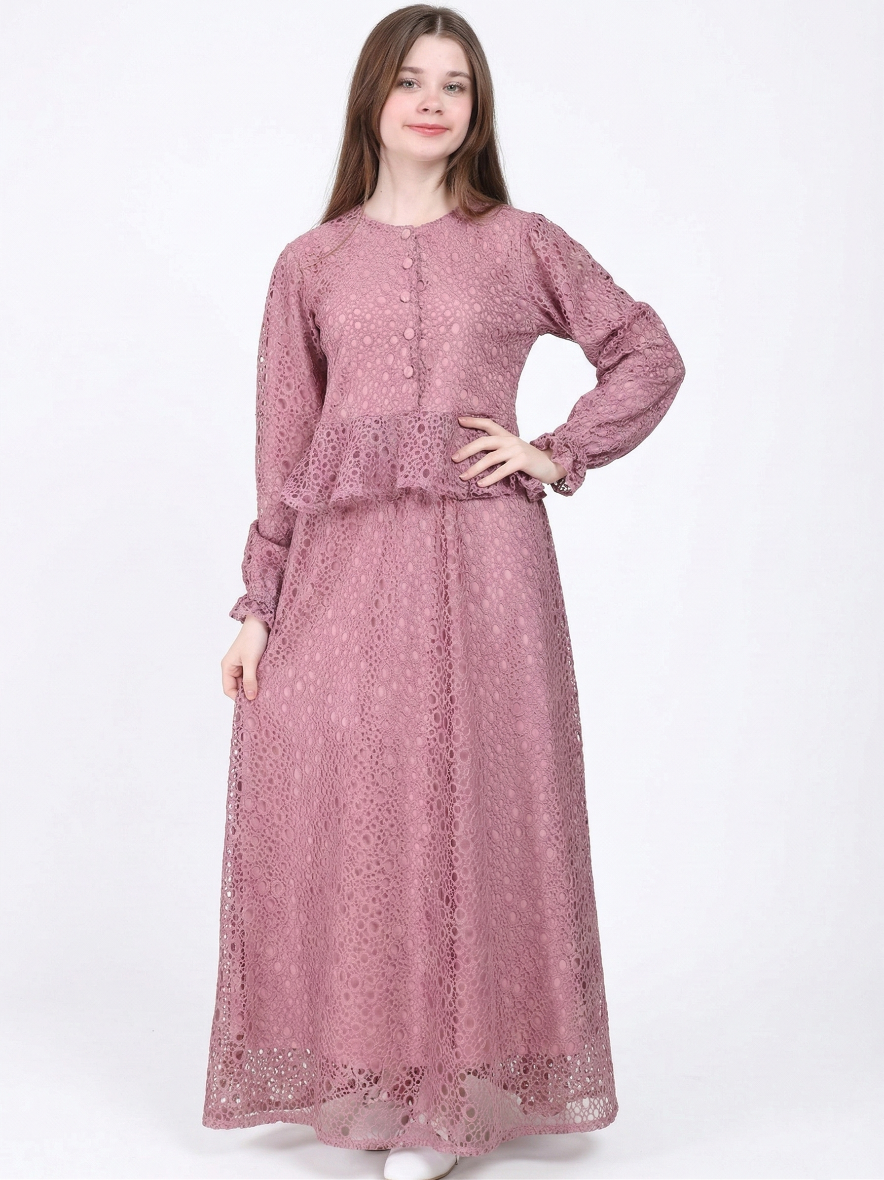 Arin Güpür Kız Çocuk Elbise Pembe