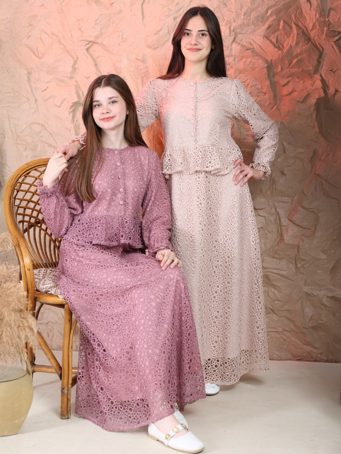 Arin Güpür Kız Çocuk Elbise Pembe