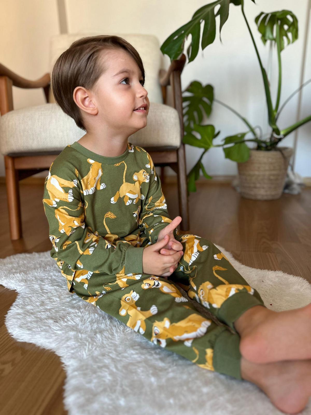 Aslan Desenli Pijama Takımı Yeşil