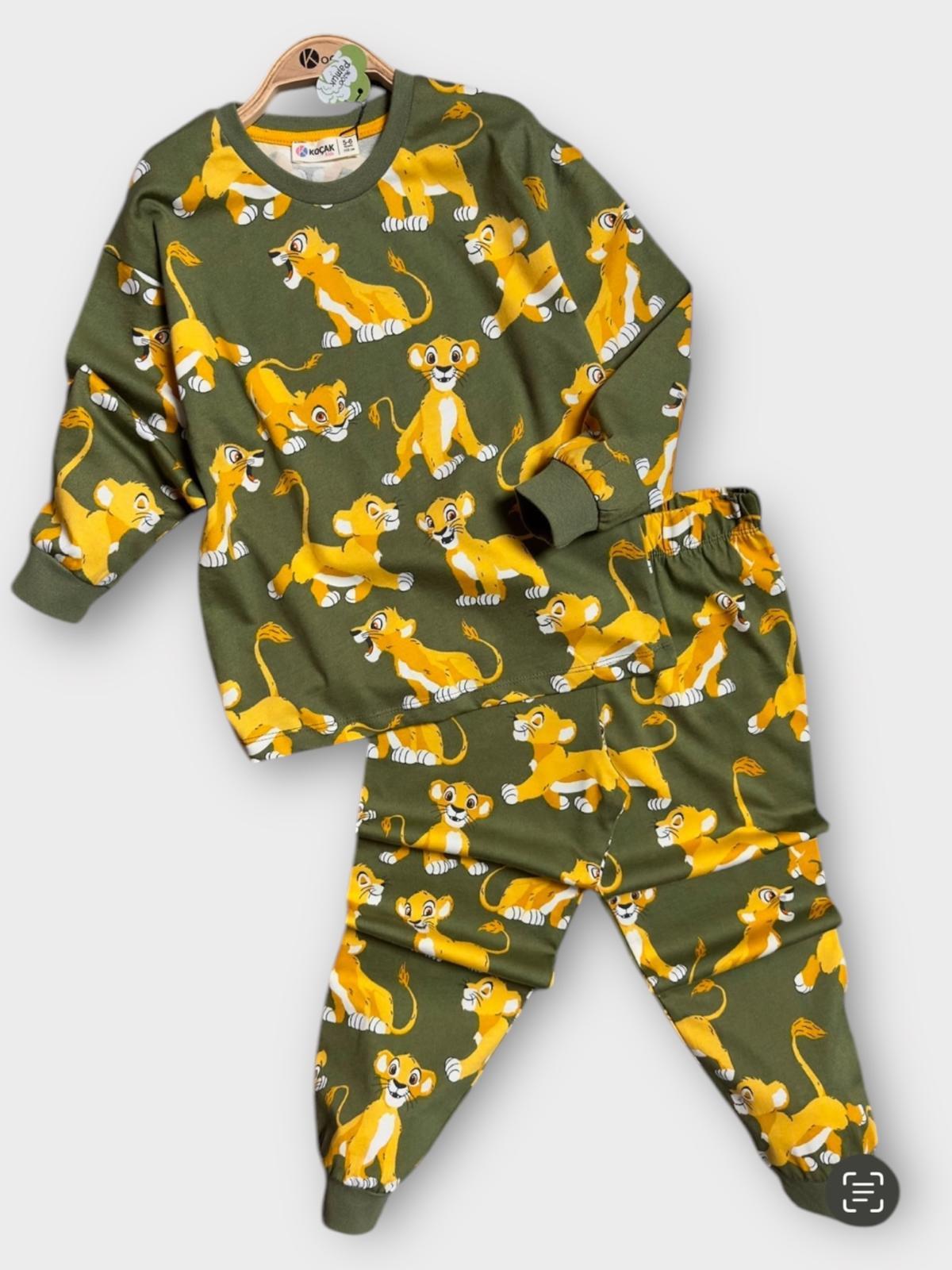 Aslan Desenli Pijama Takımı Yeşil