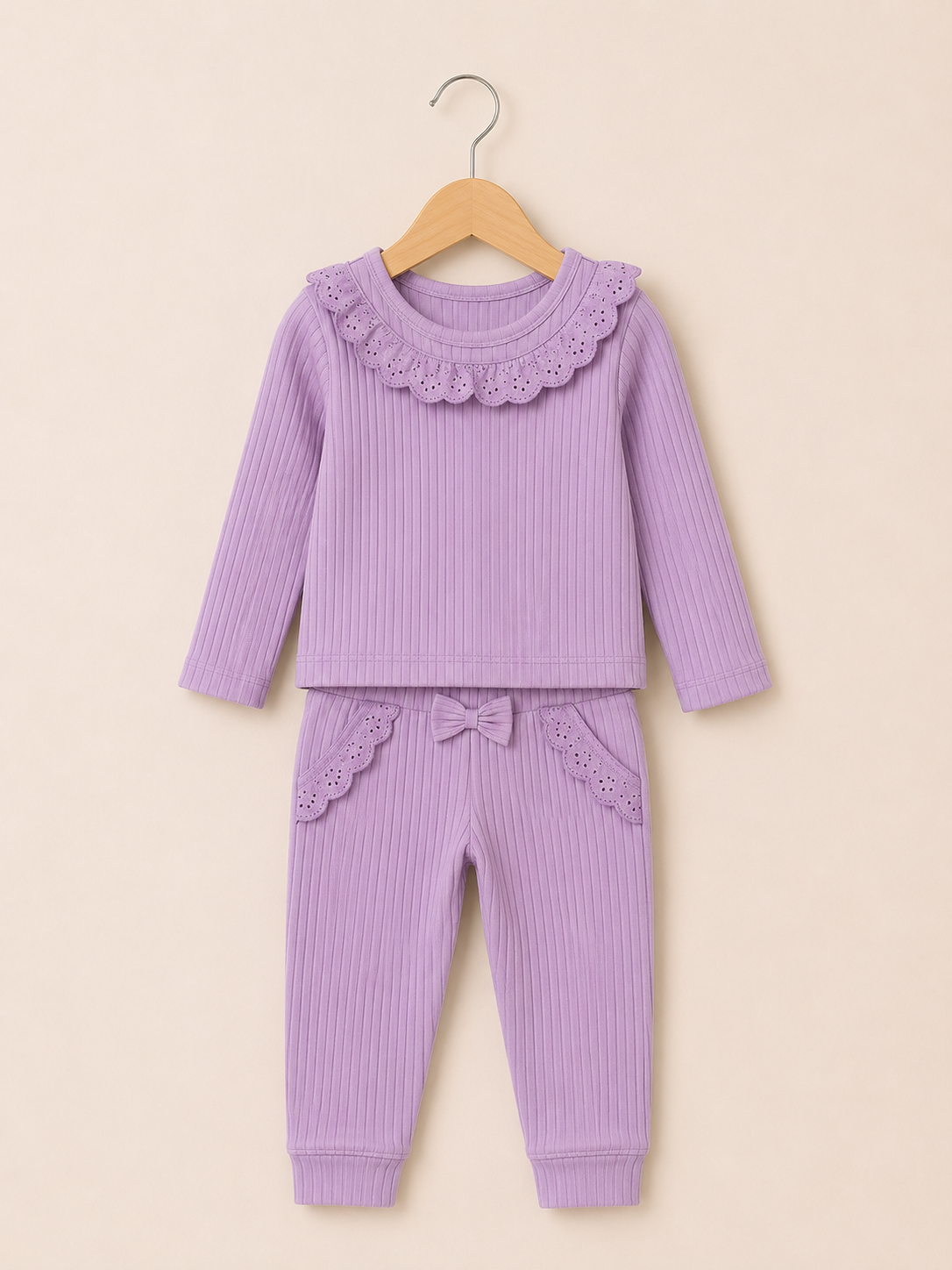 Bebe Yakalı Bebek Takımı Mor