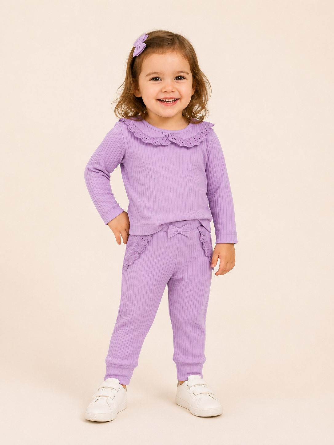 Bebe Yakalı Bebek Takımı Mor