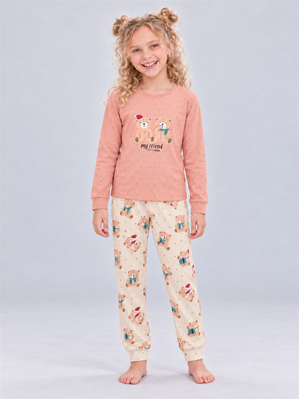 Bemina Kız Çocuk Pijama Takımı Pembe