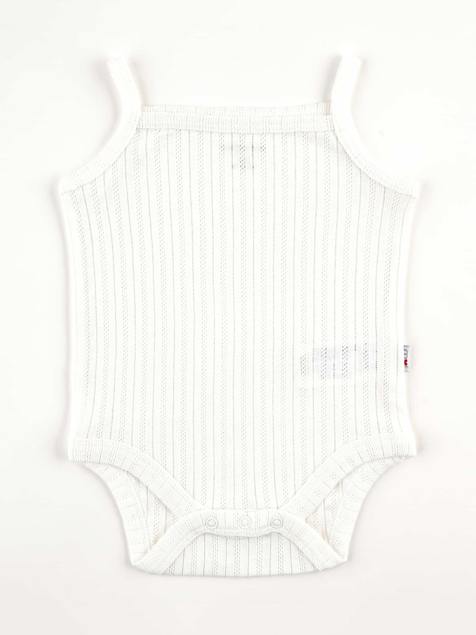 Beyaz Çizgili Askılı Bebek Çıtçıtlı Badi