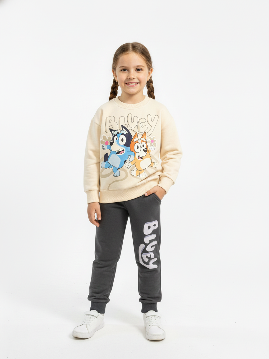 Bluey Cepli 2'li Kız Takım Bej