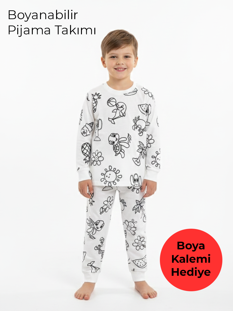 Boyanabilir Erkek Çocuk Pijama Takımı