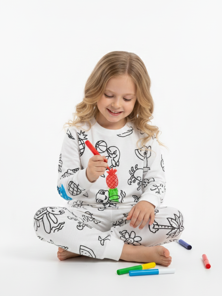 Boyanabilir Kız Çocuk Pijama Takımı
