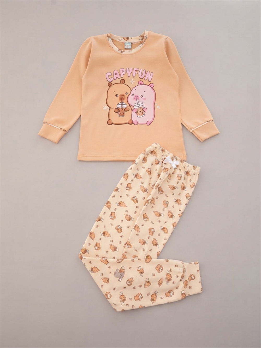 Cemina Kız Çocuk Pijama Takımı Bej