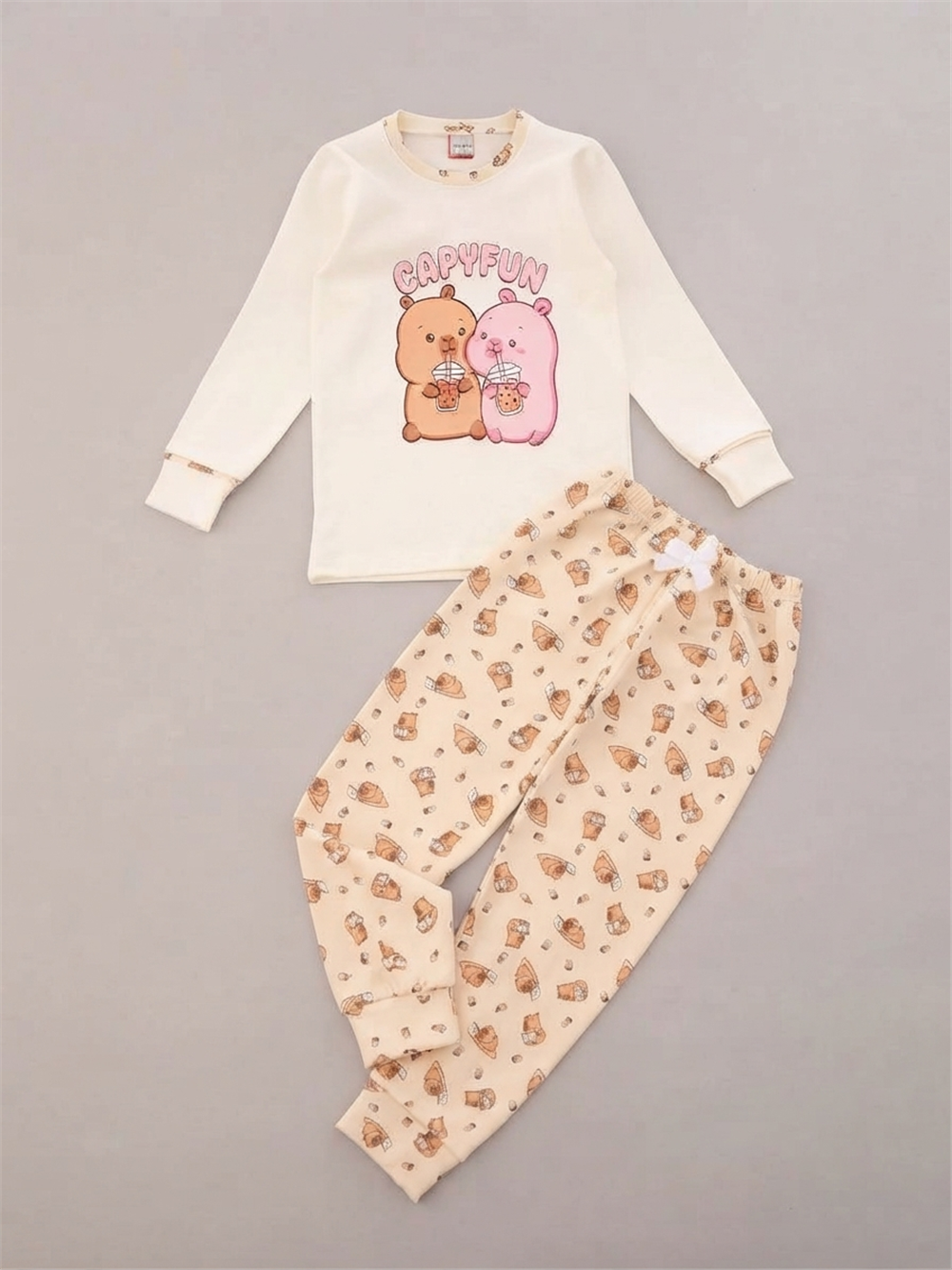Cemina Kız Çocuk Pijama Takımı Krem