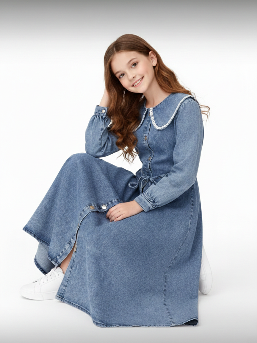 Denimera Genç Kız Kot Elbise - Tesettür Elbise