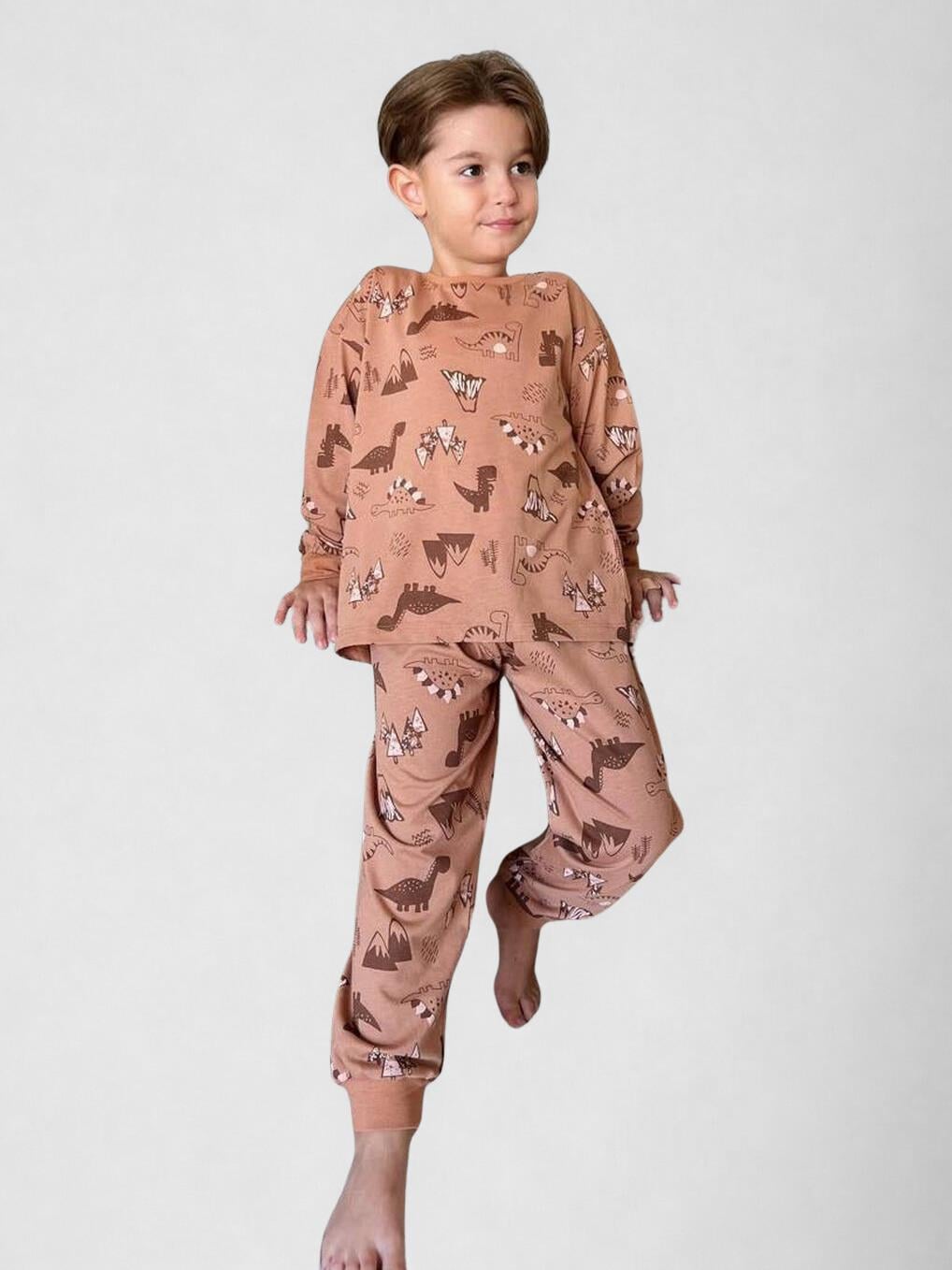 Dinazor Desenli %100 Pamuk Erkek Çocuk Pijama Takımı