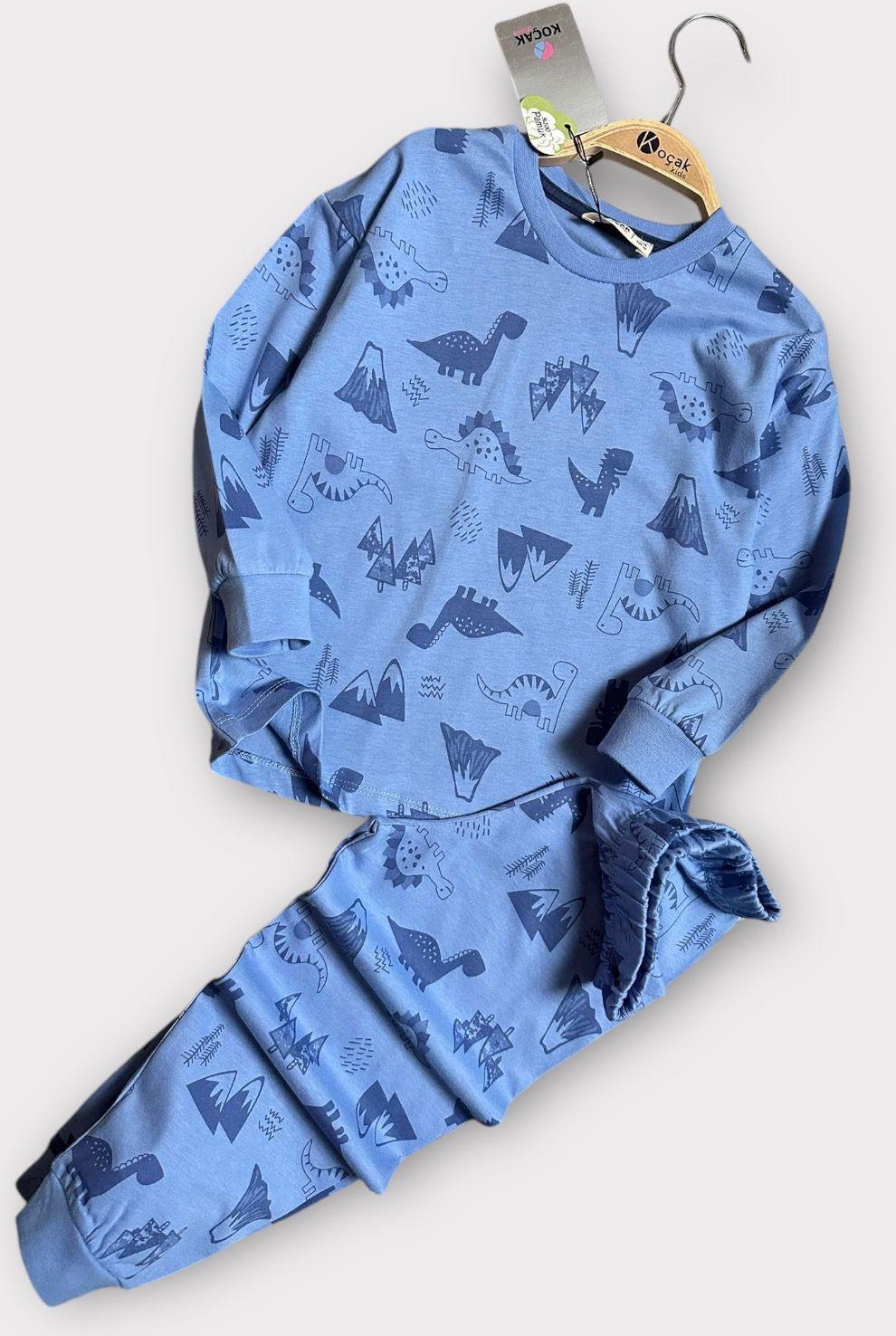 Dinazor Desenli Pijama Takımı Mavi