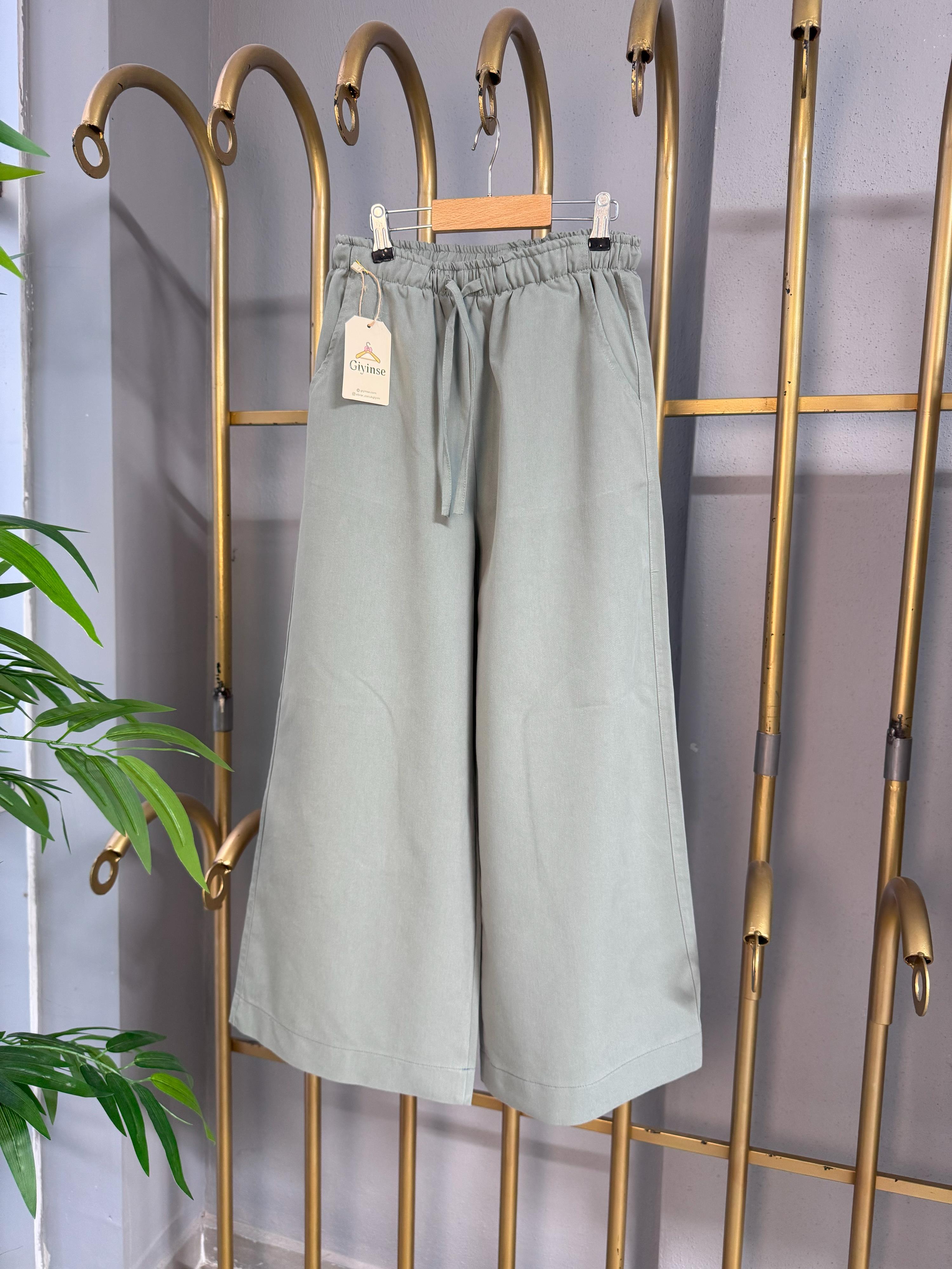 Doğal Gabardin Kız Pantolon Gri